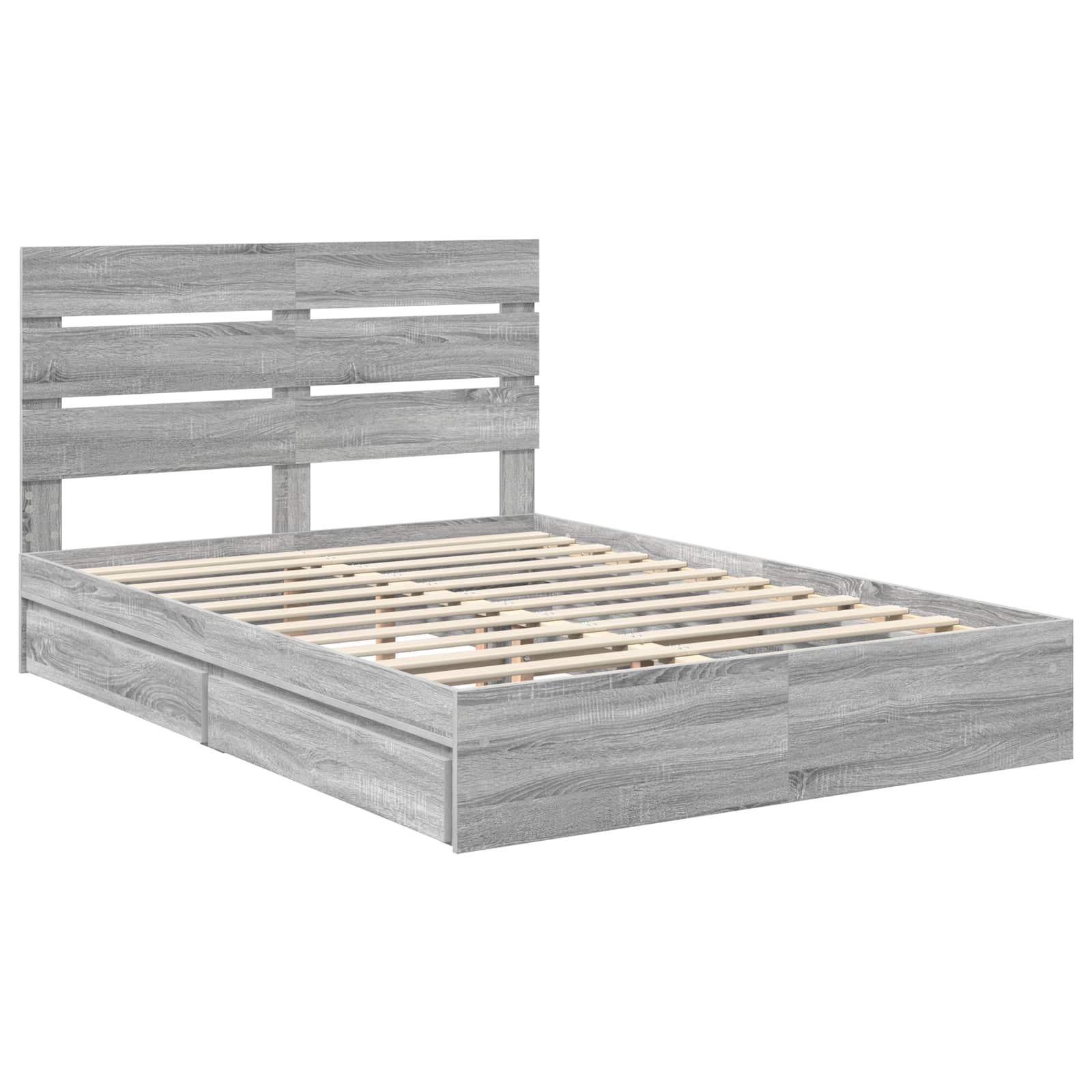 Lit de Rangement Gris Sonoma 160 x 200 cm Bois d'ingénierie - XIOS