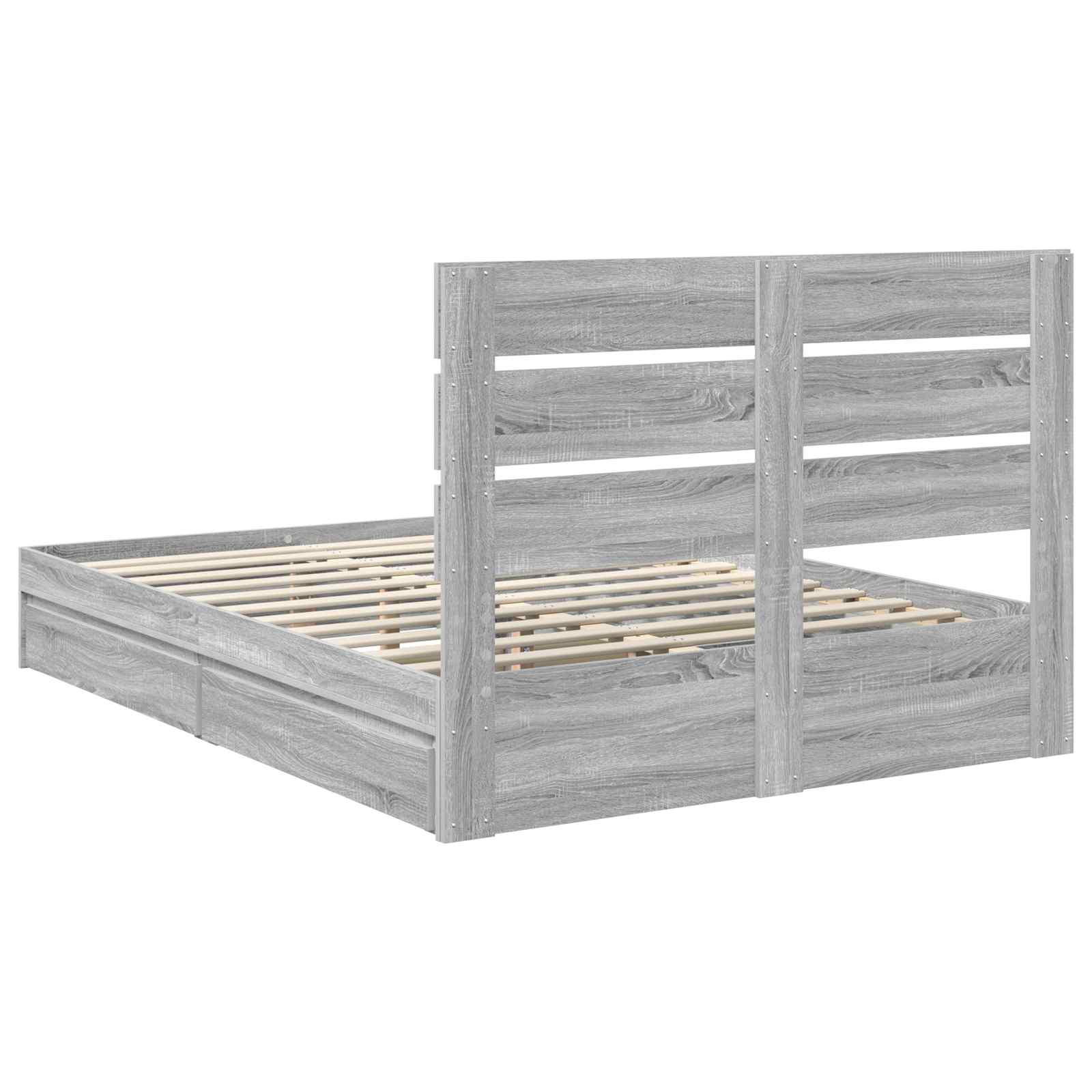 Lit de Rangement Gris Sonoma 160 x 200 cm Bois d'ingénierie - XIOS