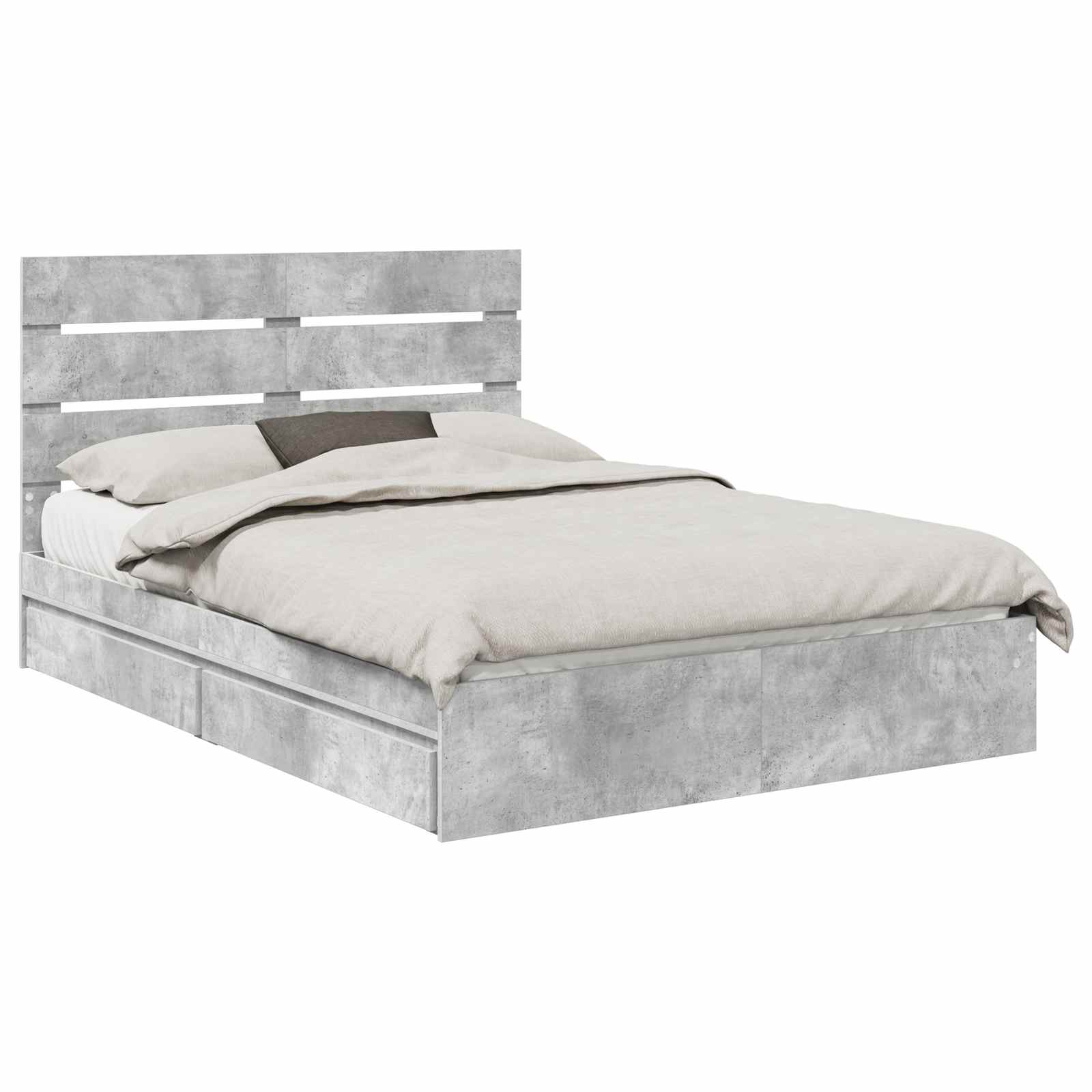 Lit de Rangement Gris béton 150 x 200 cm Bois d'ingénierie - XIOS