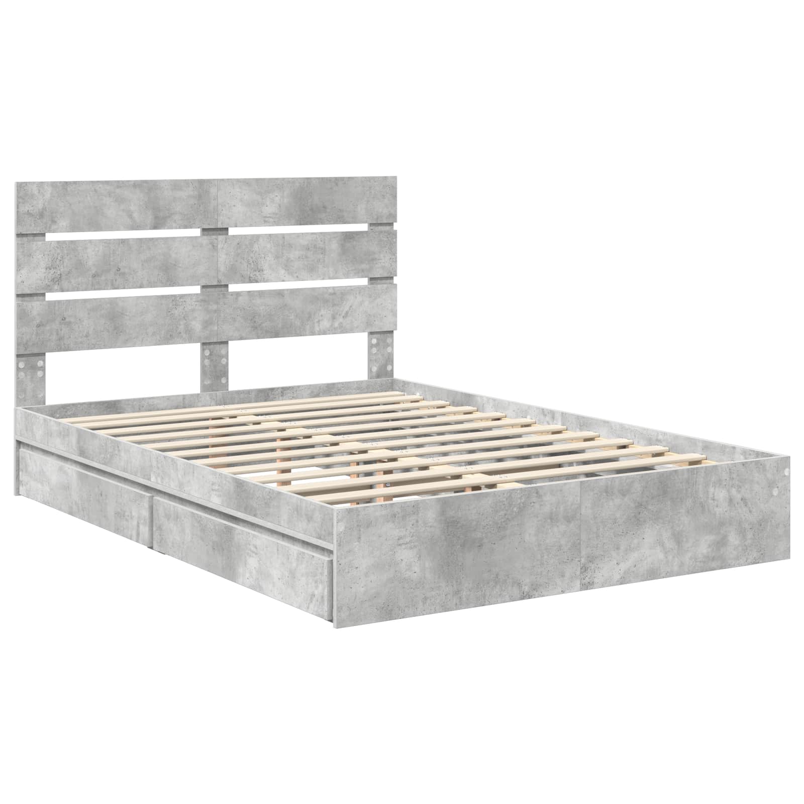 Lit de Rangement Gris béton 150 x 200 cm Bois d'ingénierie - XIOS