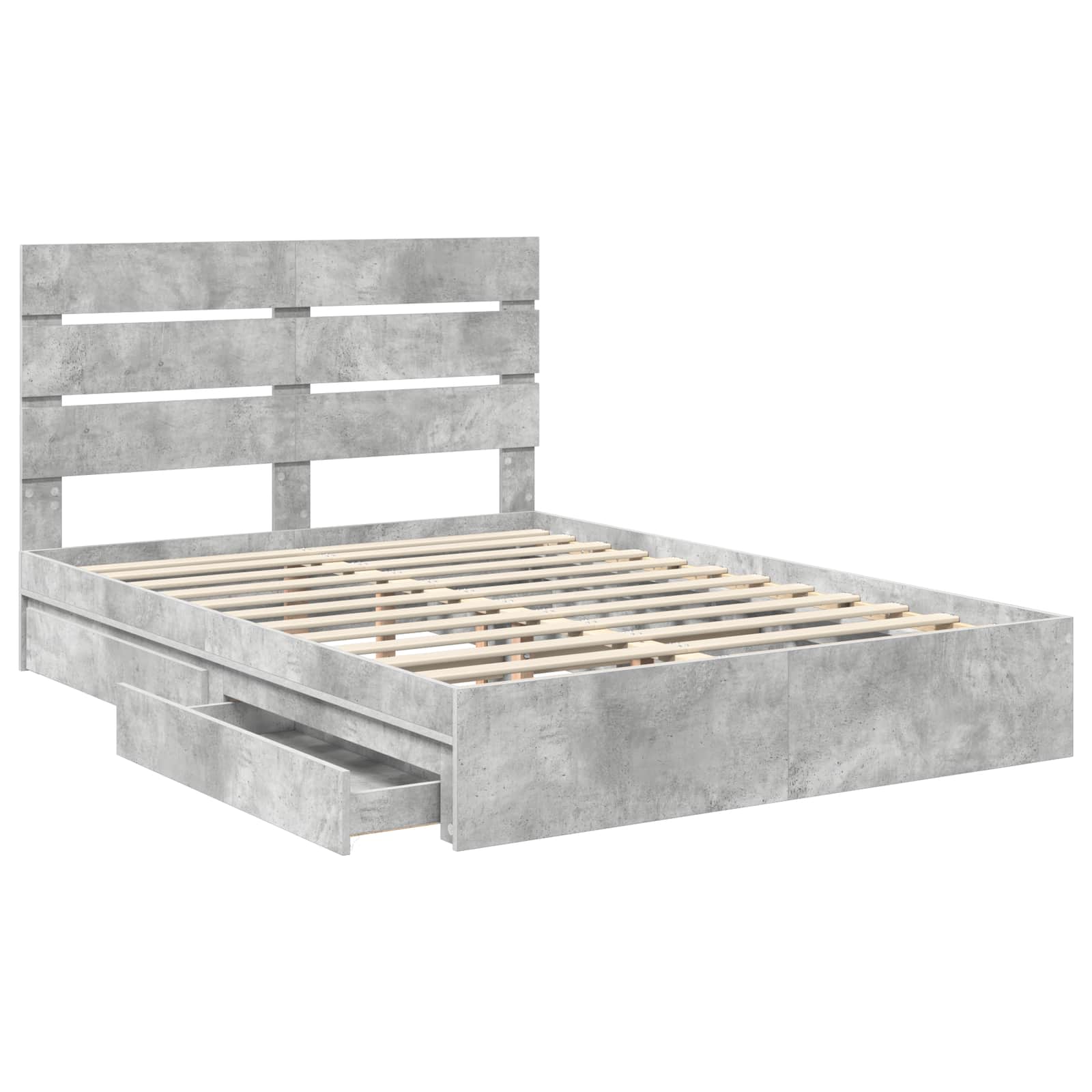 Lit de Rangement Gris béton 150 x 200 cm Bois d'ingénierie - XIOS