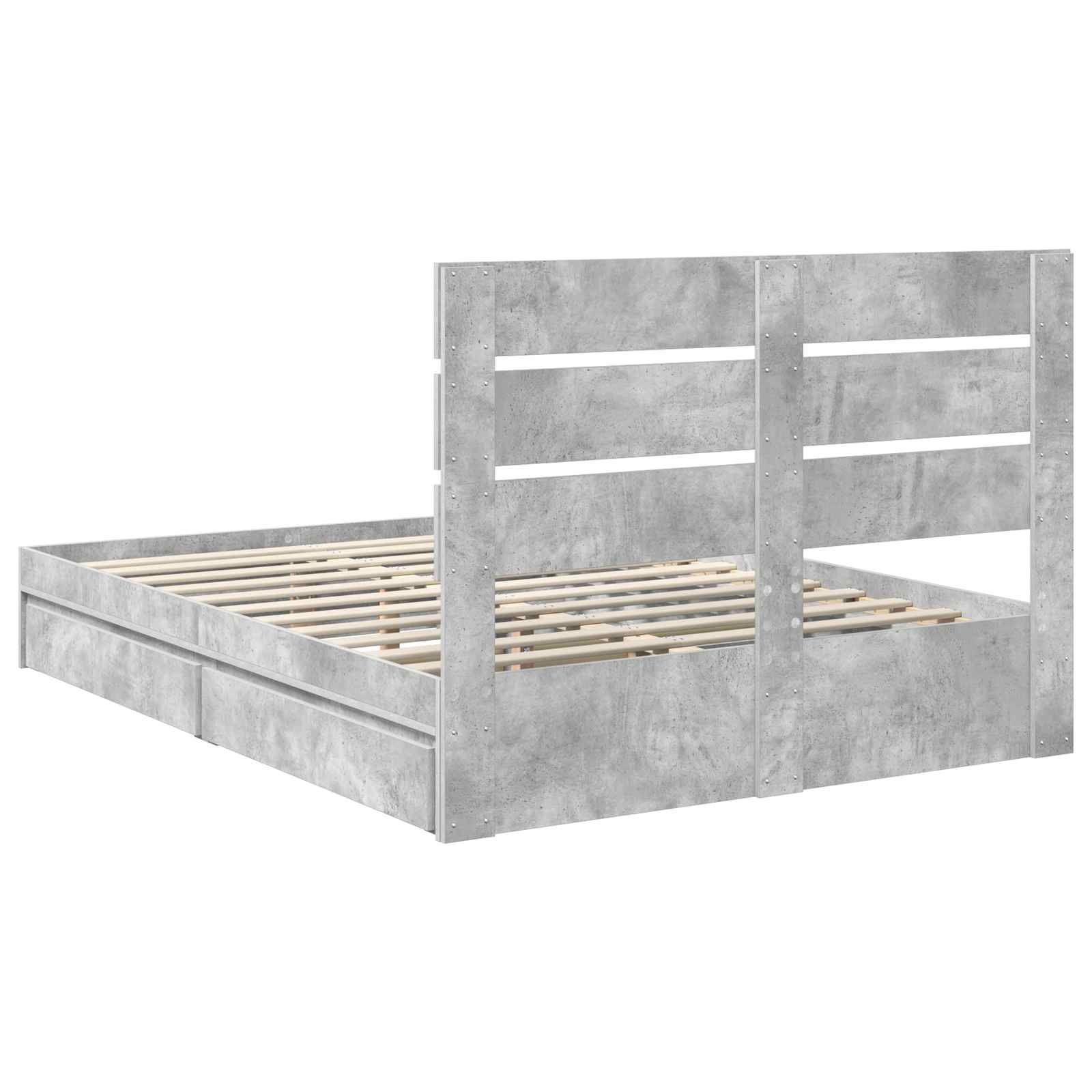 Lit de Rangement Gris béton 150 x 200 cm Bois d'ingénierie - XIOS