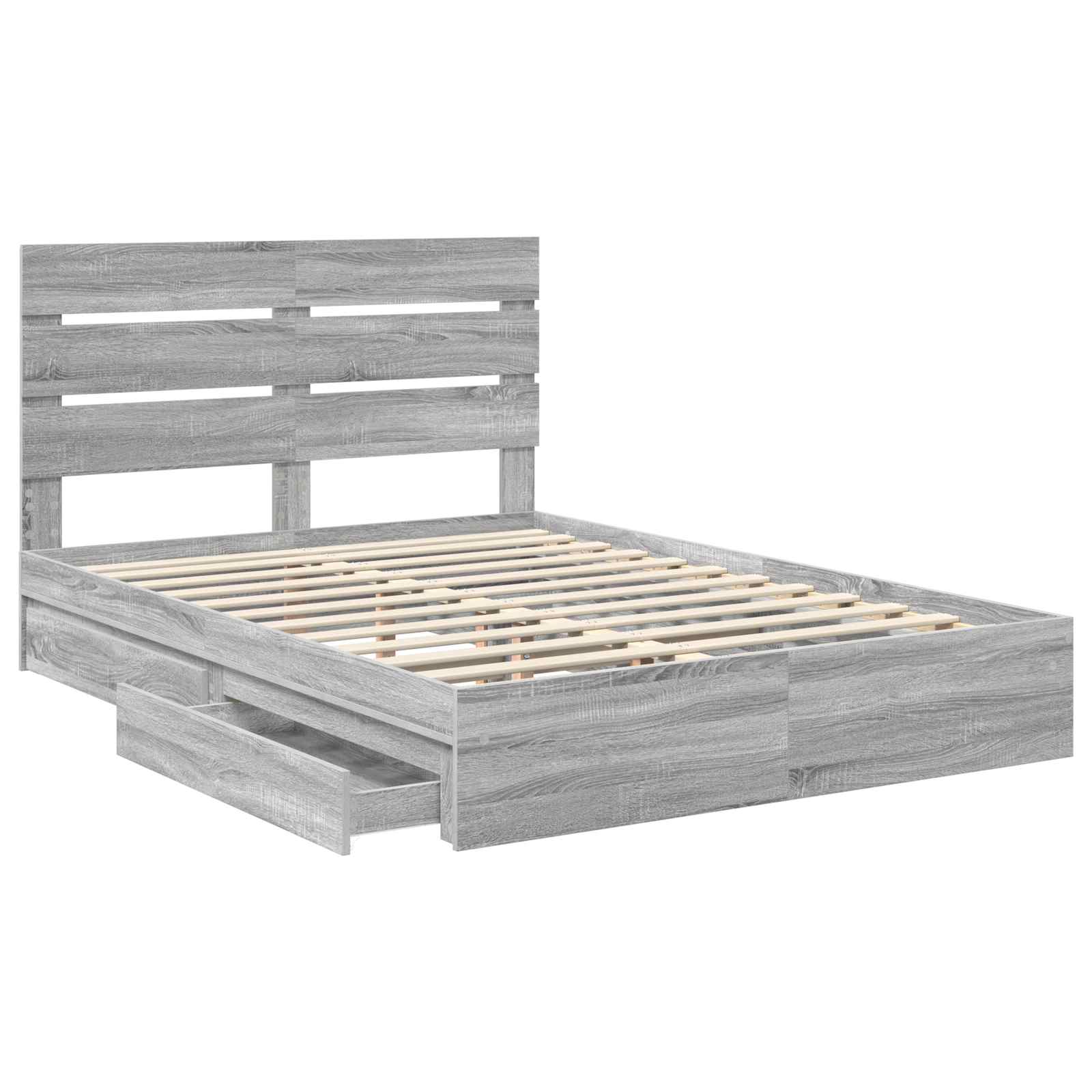 Lit de Rangement Gris Sonoma 150 x 200 cm Bois d'ingénierie - XIOS