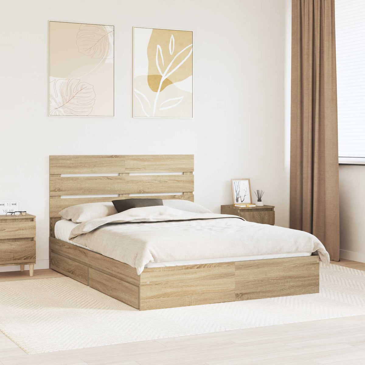 Lit de Rangement Chêne Sonoma 140 x 200 cm Bois d'ingénierie