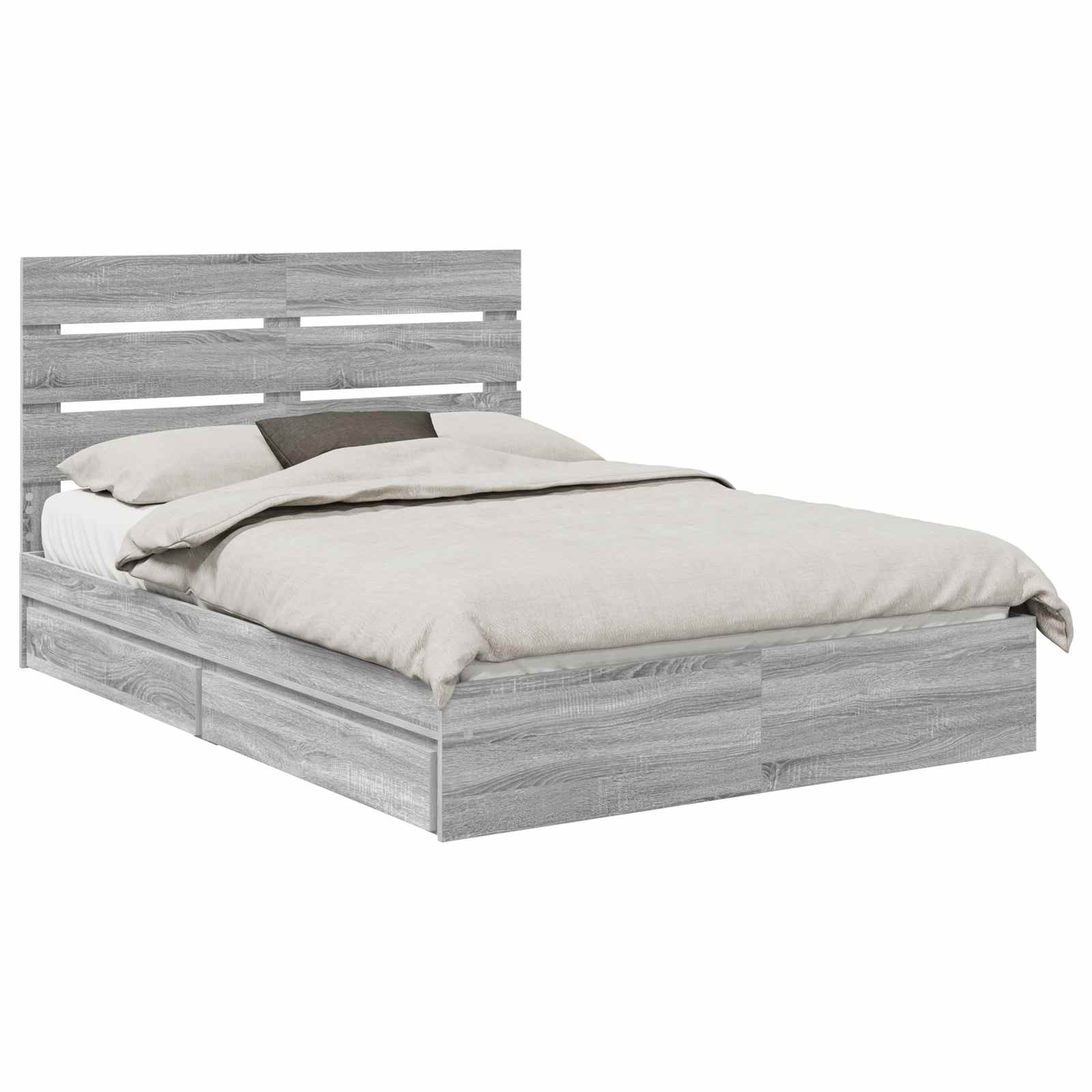 Lit de Rangement Gris Sonoma 140 x 200 cm Bois d'ingénierie - XIOS
