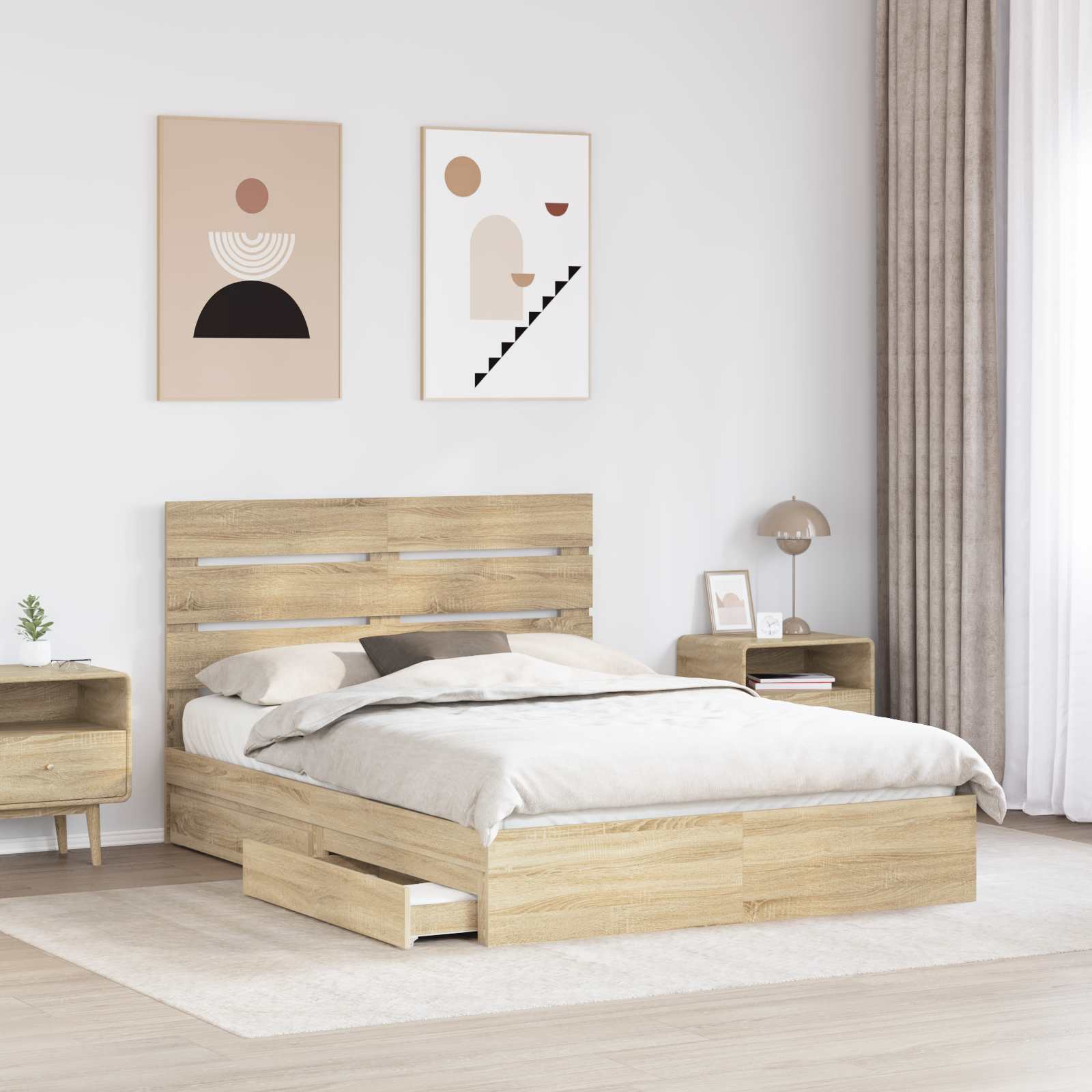 Lit de Rangement Chêne Sonoma 140 x 190 cm Bois d'ingénierie - XIOS