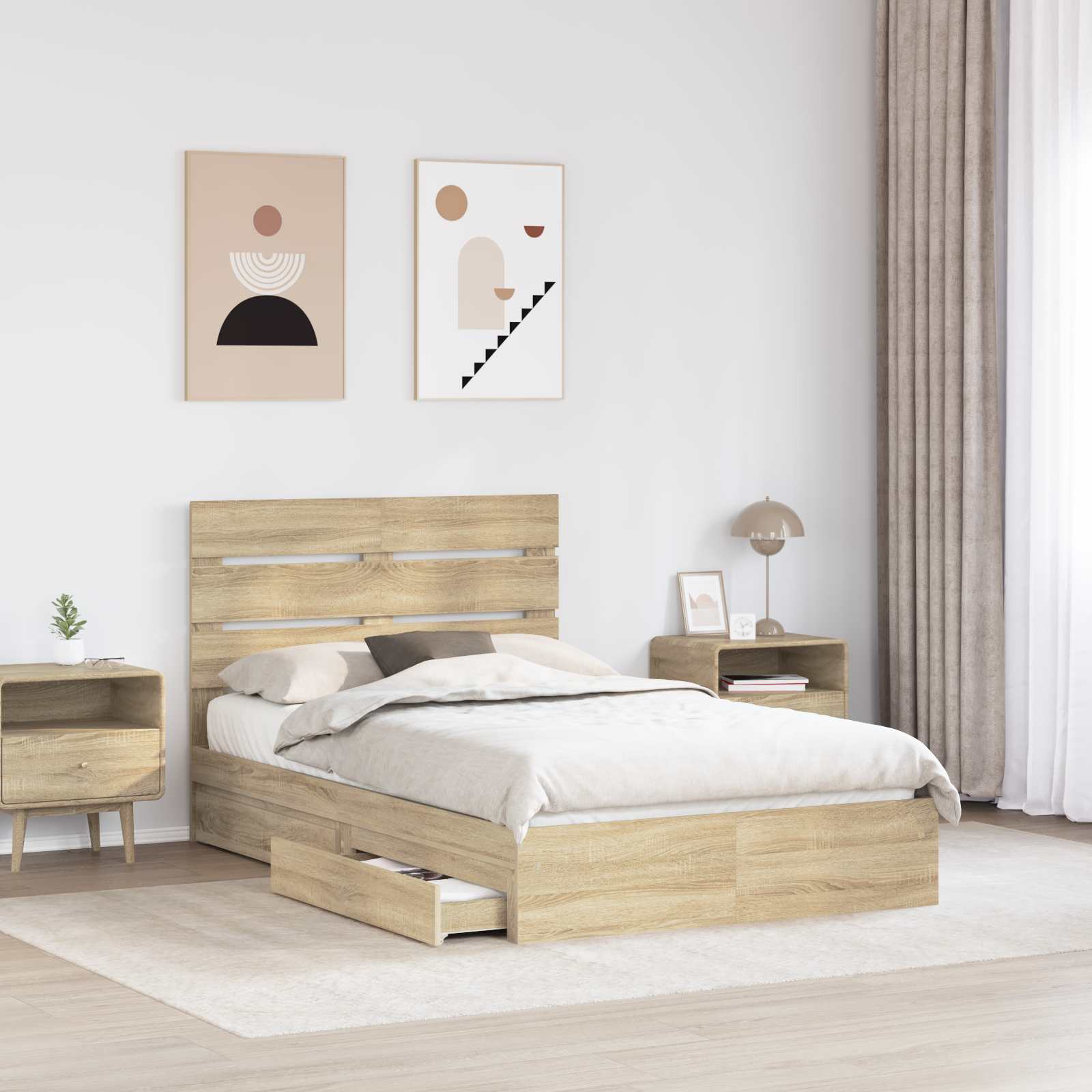 Lit de Rangement Chêne Sonoma 135 x 190 cm Bois d'ingénierie - XIOS