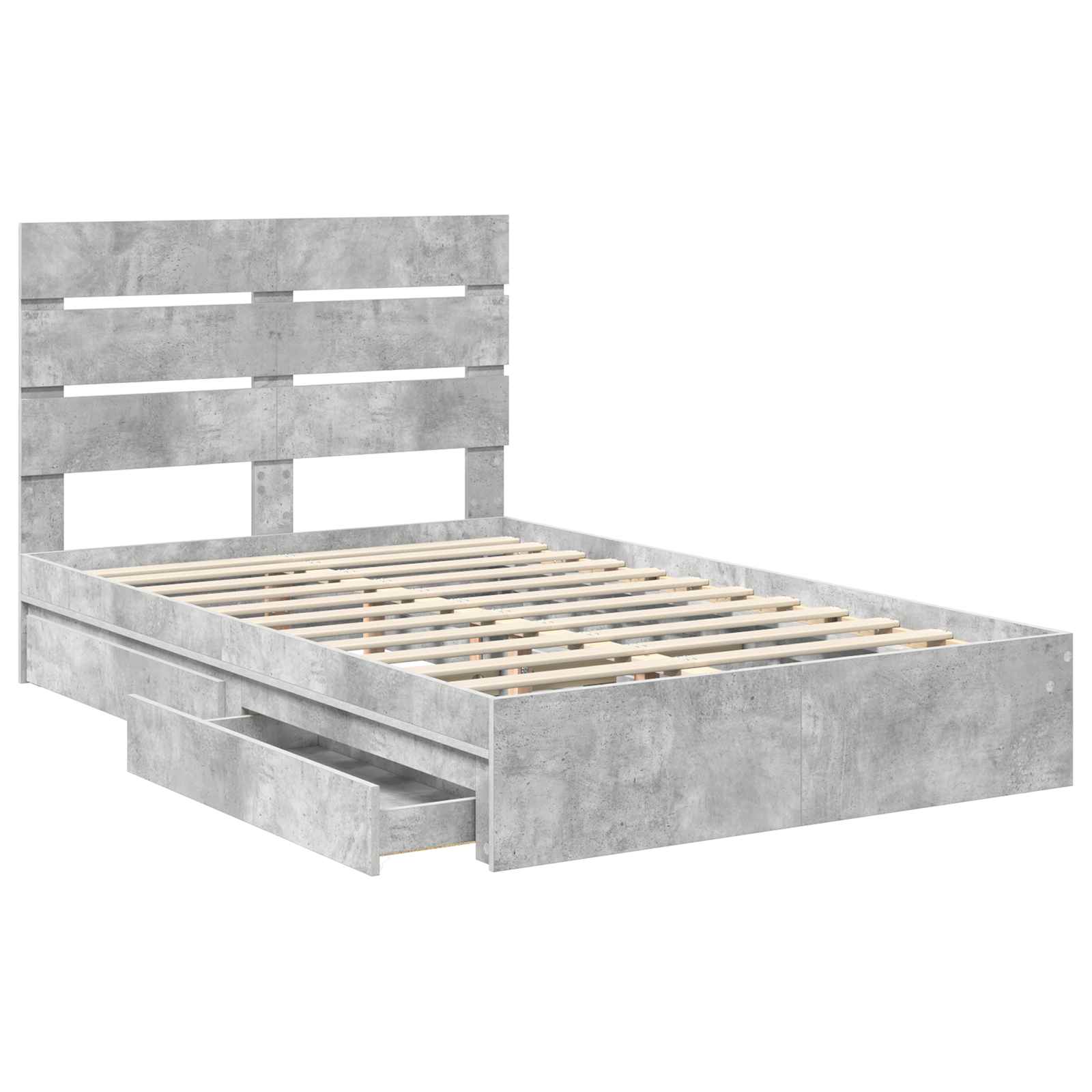 Lit de Rangement Gris béton 135 x 190 cm Bois d'ingénierie - XIOS