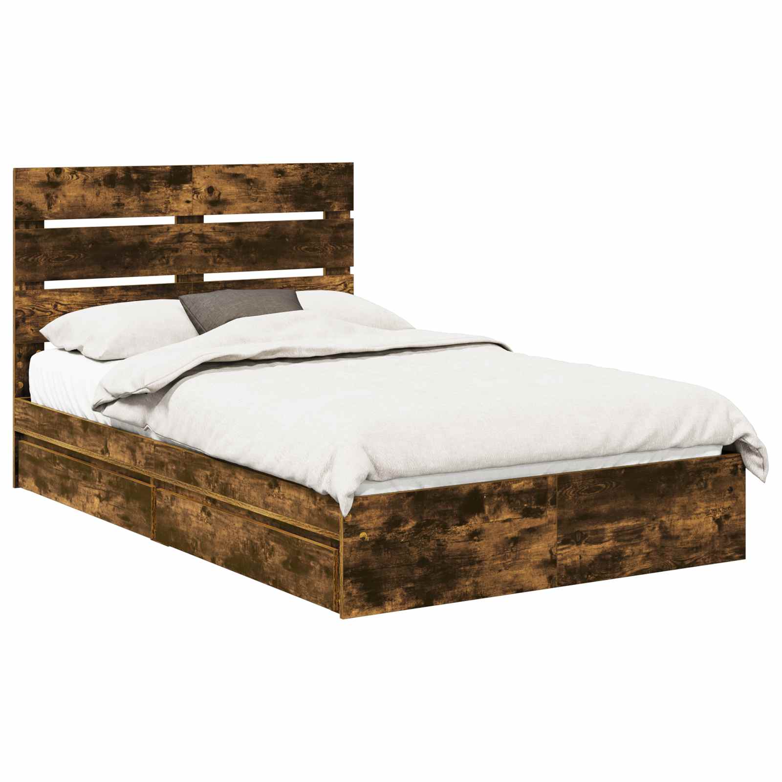 Lit de Rangement Chêne fumé 135 x 190 cm Bois d'ingénierie - XIOS