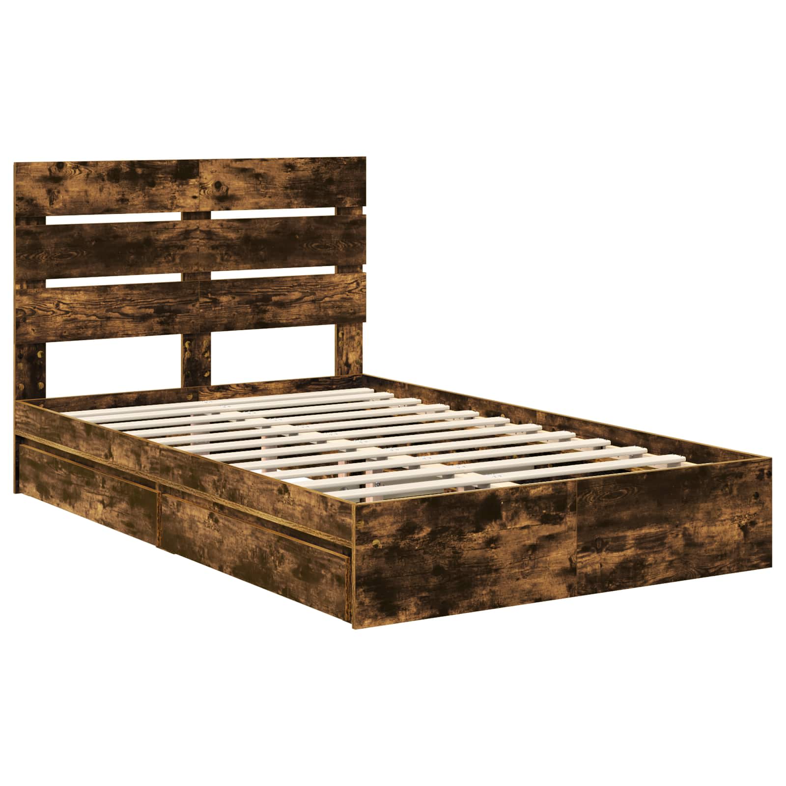 Lit de Rangement Chêne fumé 135 x 190 cm Bois d'ingénierie - XIOS