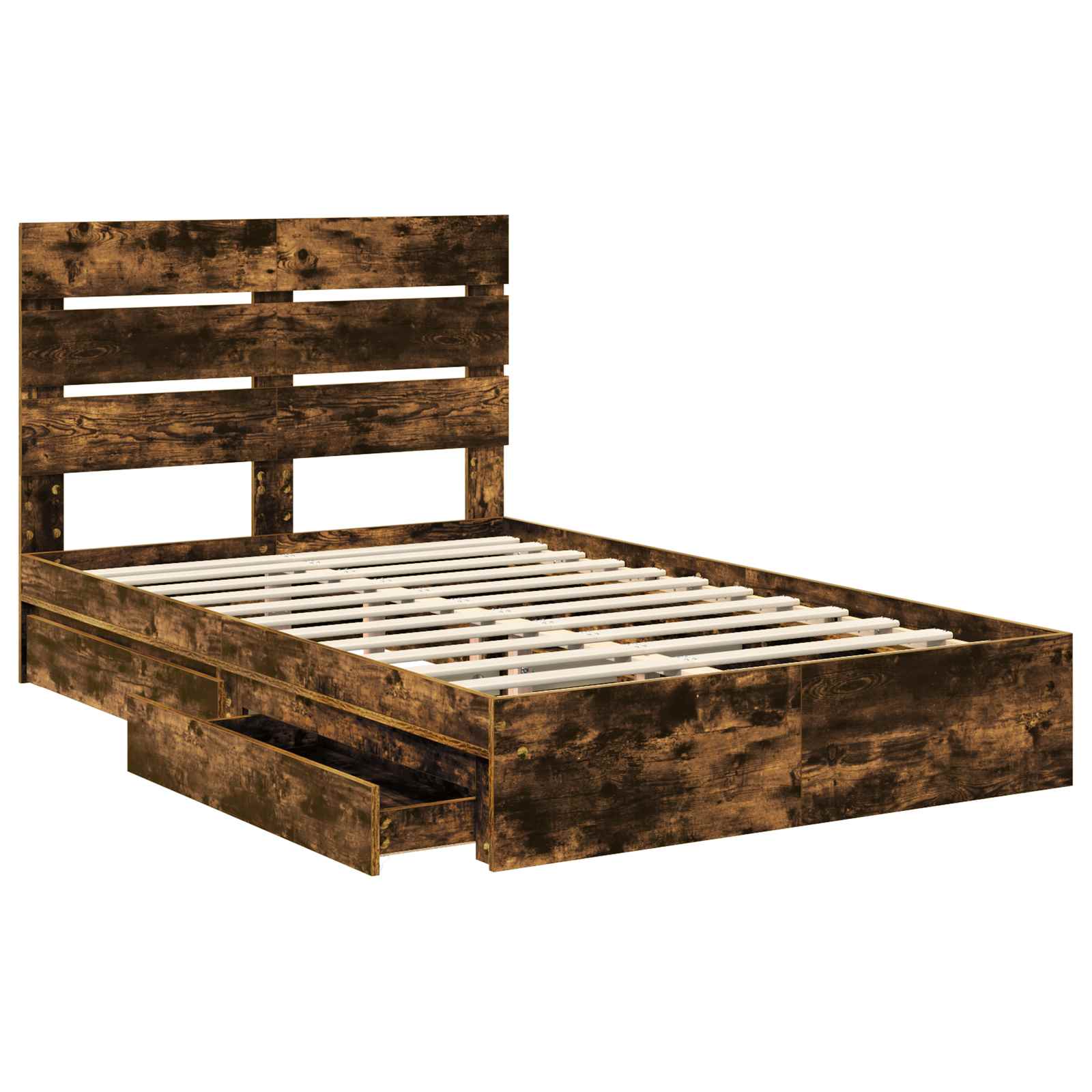 Lit de Rangement Chêne fumé 135 x 190 cm Bois d'ingénierie - XIOS