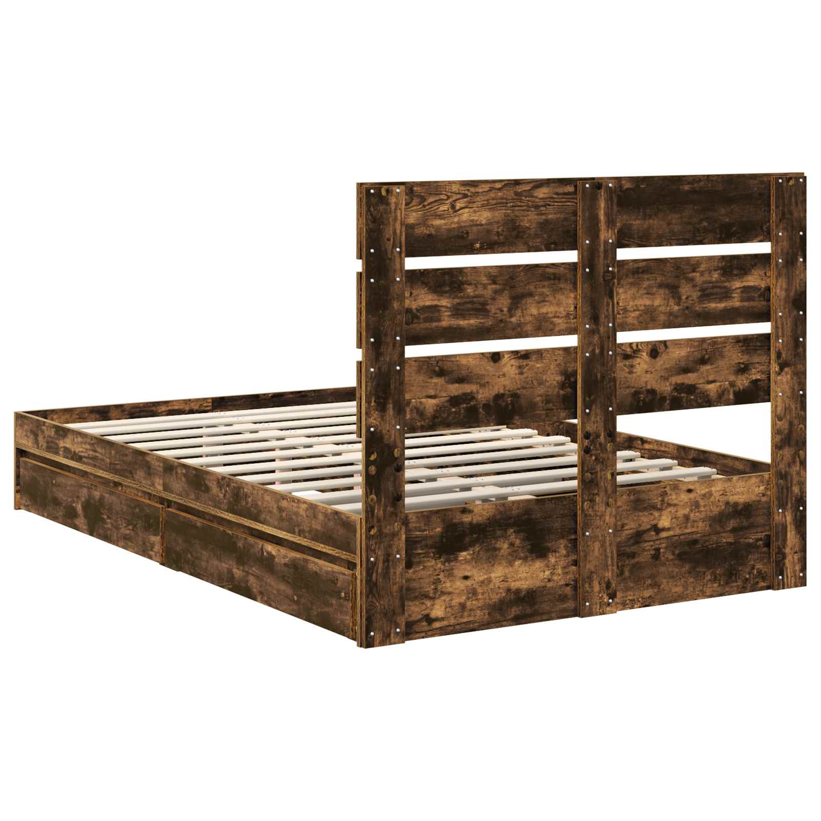 Lit de Rangement Chêne fumé 135 x 190 cm Bois d'ingénierie - XIOS
