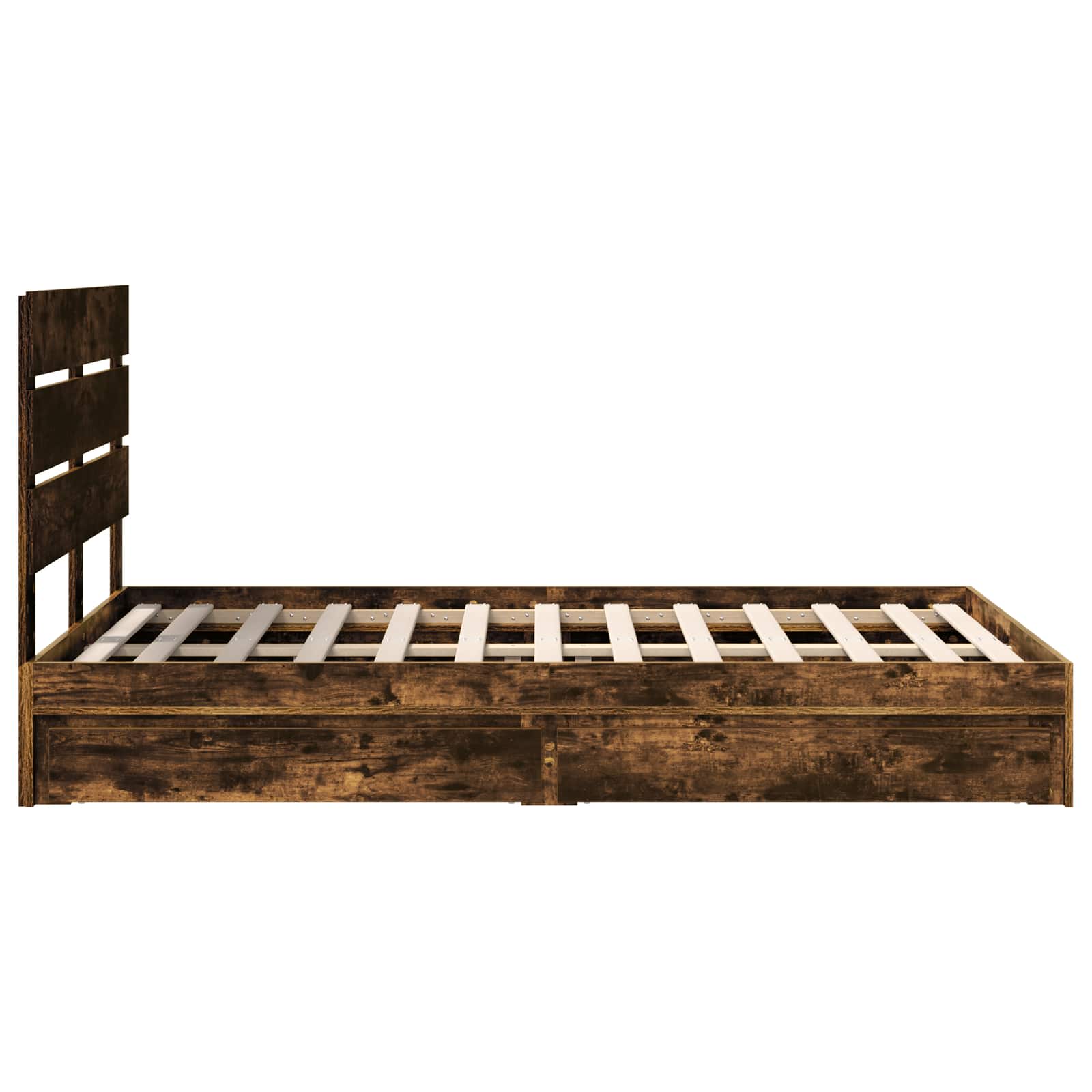 Lit de Rangement Chêne fumé 135 x 190 cm Bois d'ingénierie - XIOS
