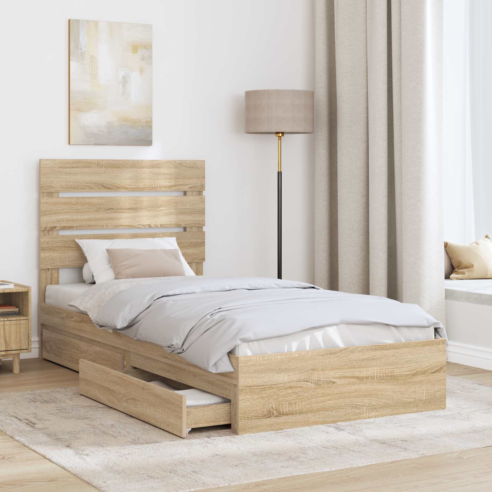 Lit de Rangement Chêne Sonoma 100 x 200 cm Bois d'ingénierie - XIOS