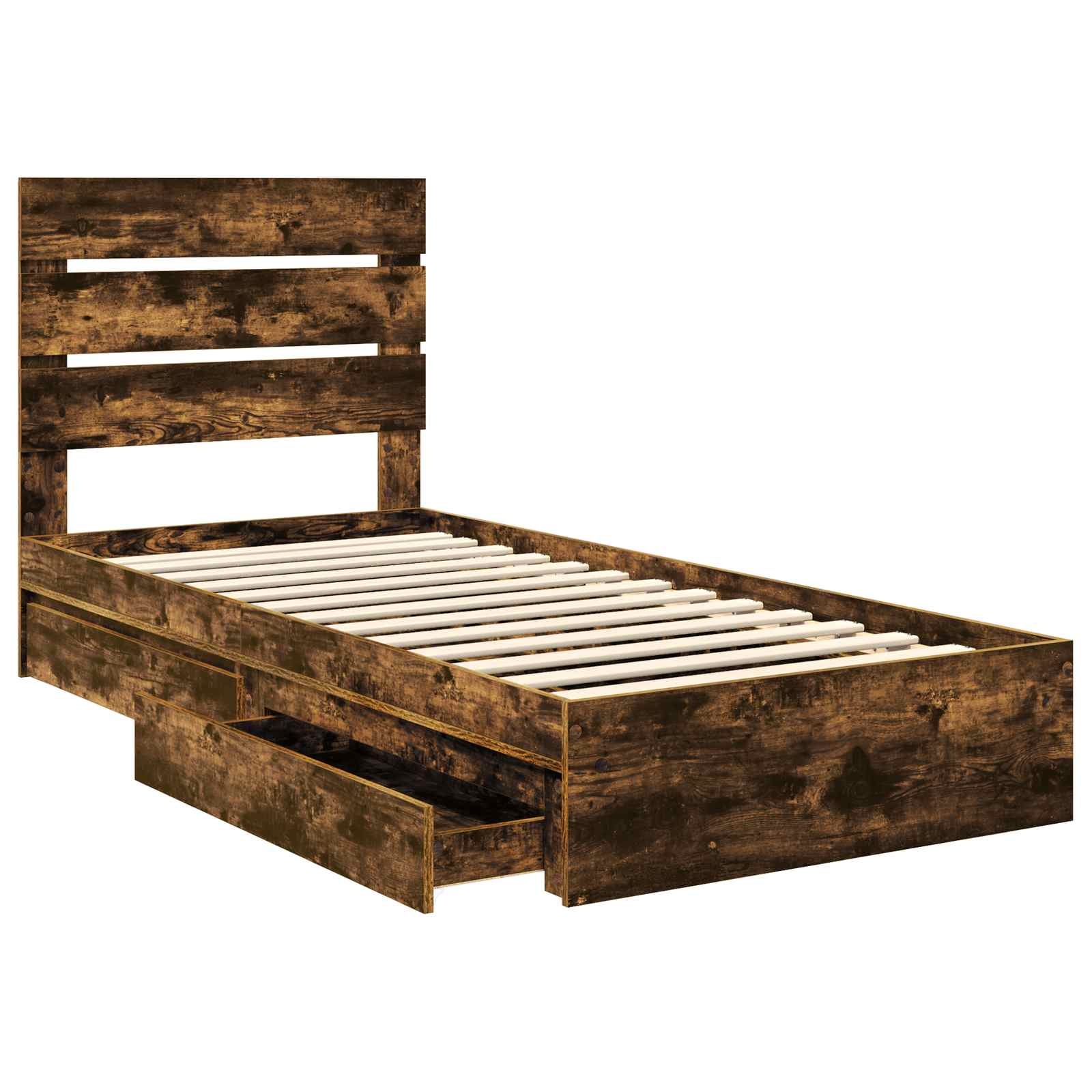 Lit de Rangement Chêne fumé 90 x 200 cm Bois d'ingénierie - XIOS