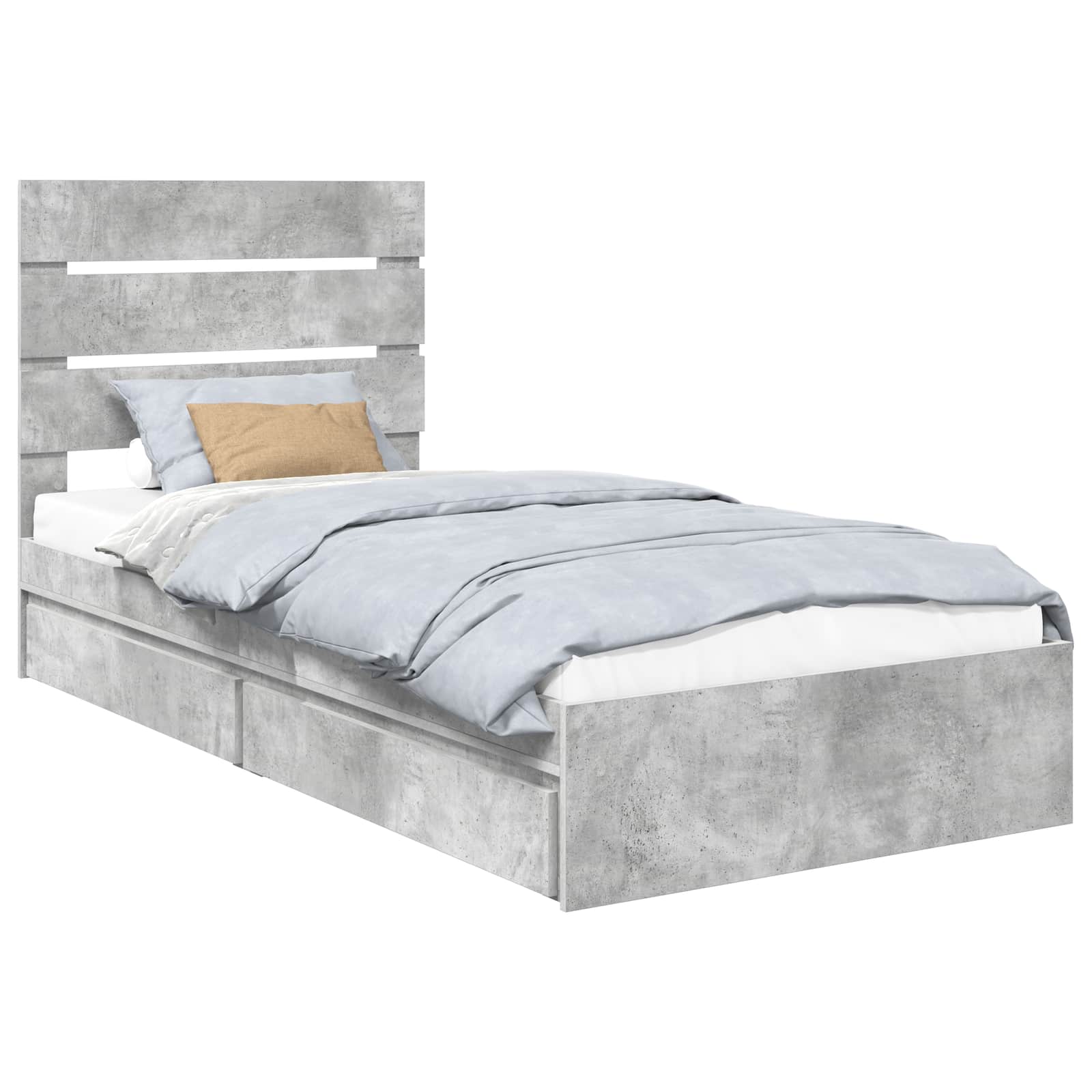 Lit de Rangement Gris béton 90 x 190 cm Bois d'ingénierie - XIOS