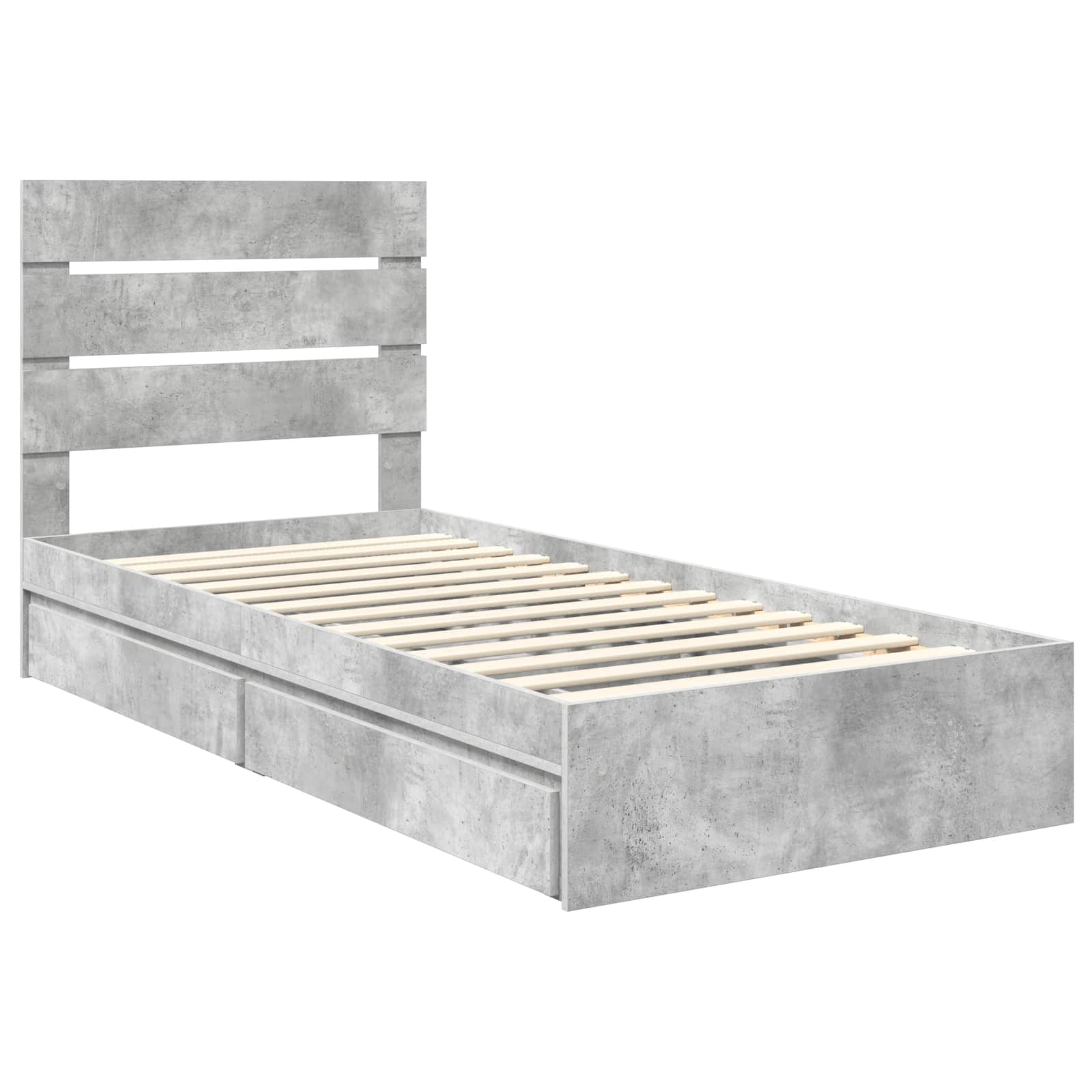 Lit de Rangement Gris béton 90 x 190 cm Bois d'ingénierie - XIOS