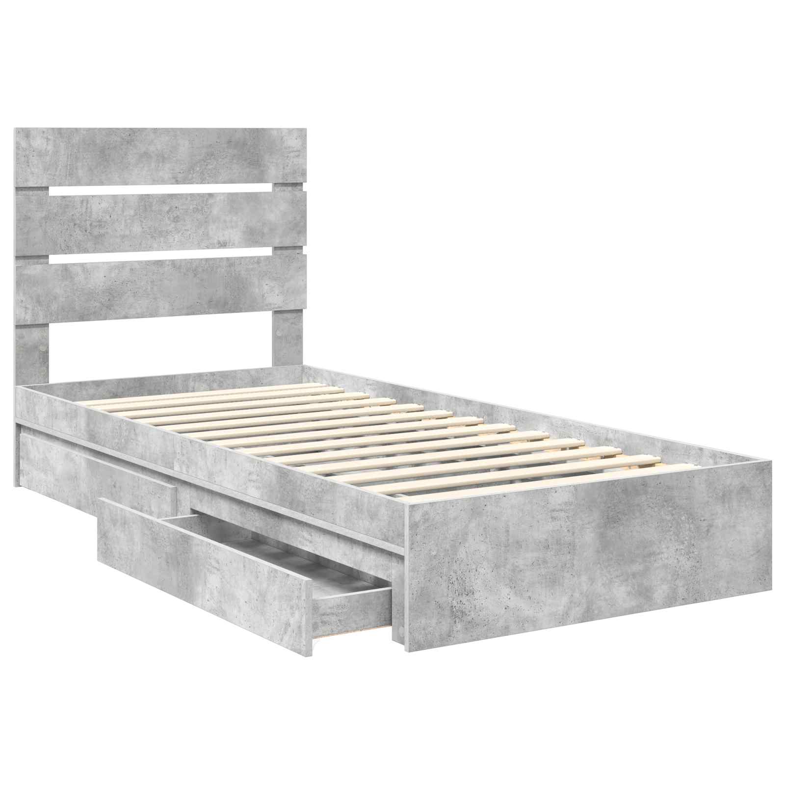 Lit de Rangement Gris béton 90 x 190 cm Bois d'ingénierie - XIOS