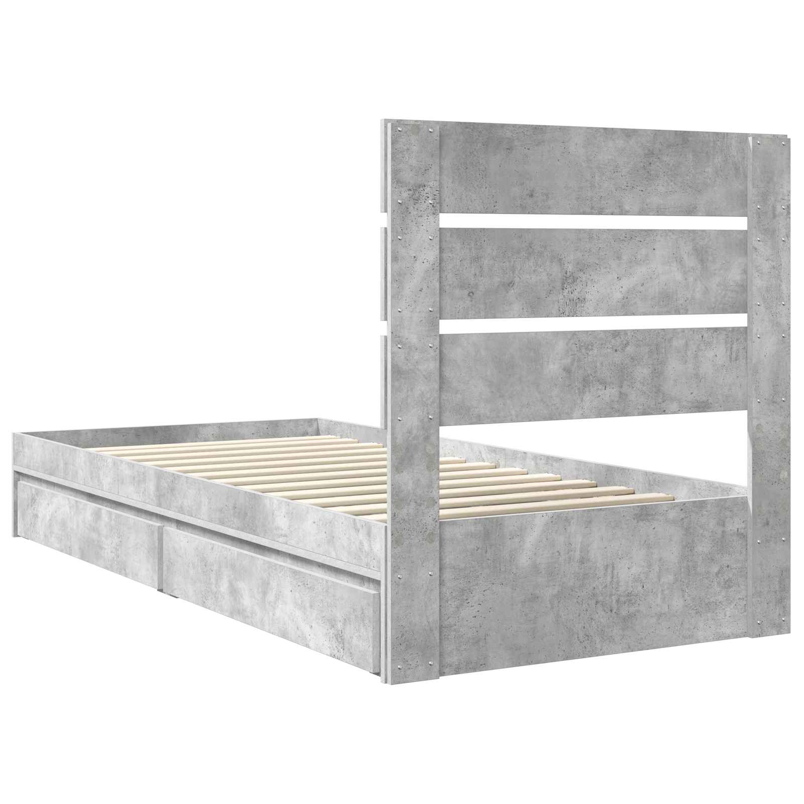 Lit de Rangement Gris béton 90 x 190 cm Bois d'ingénierie - XIOS