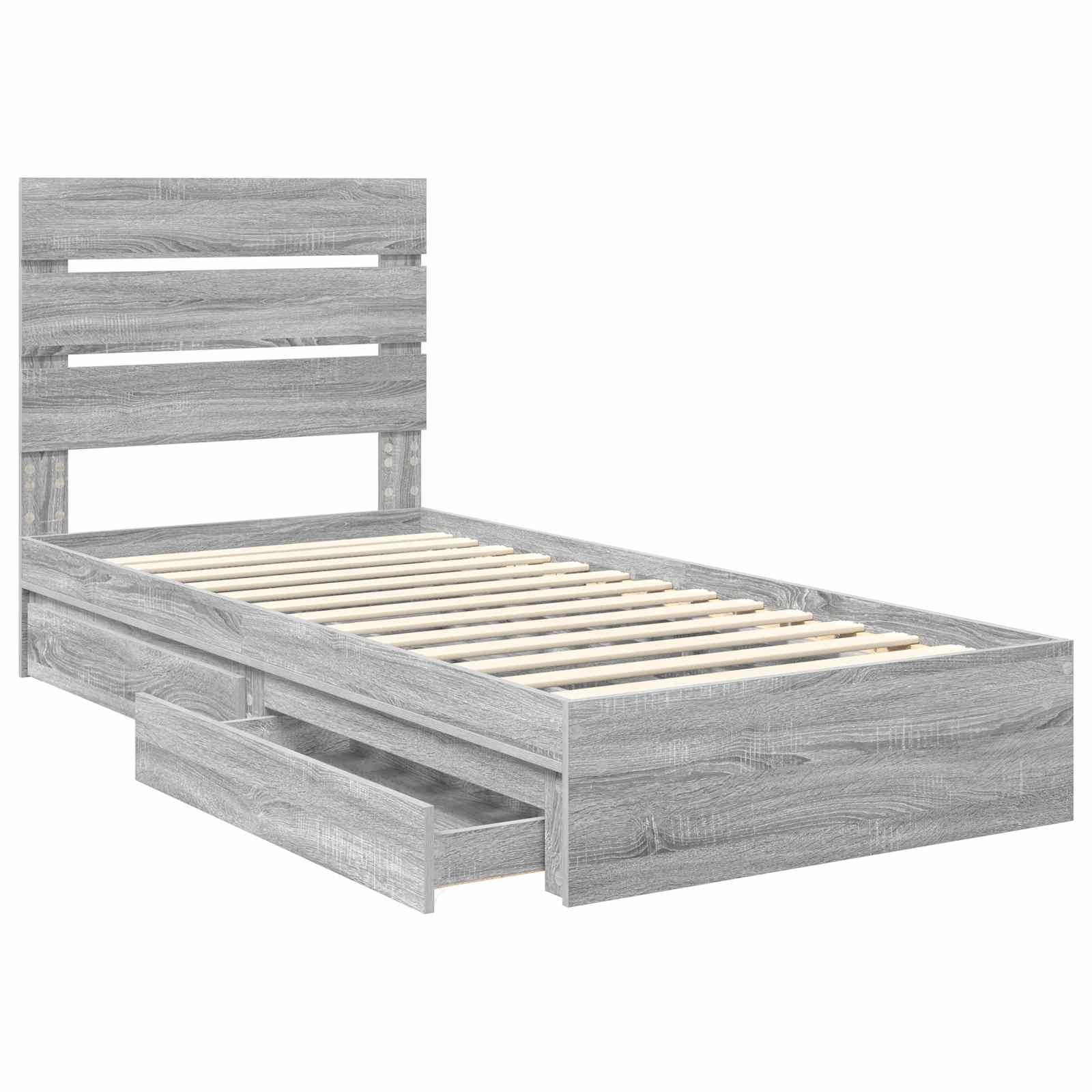 Lit de Rangement Gris Sonoma 90 x 190 cm Bois d'ingénierie - XIOS