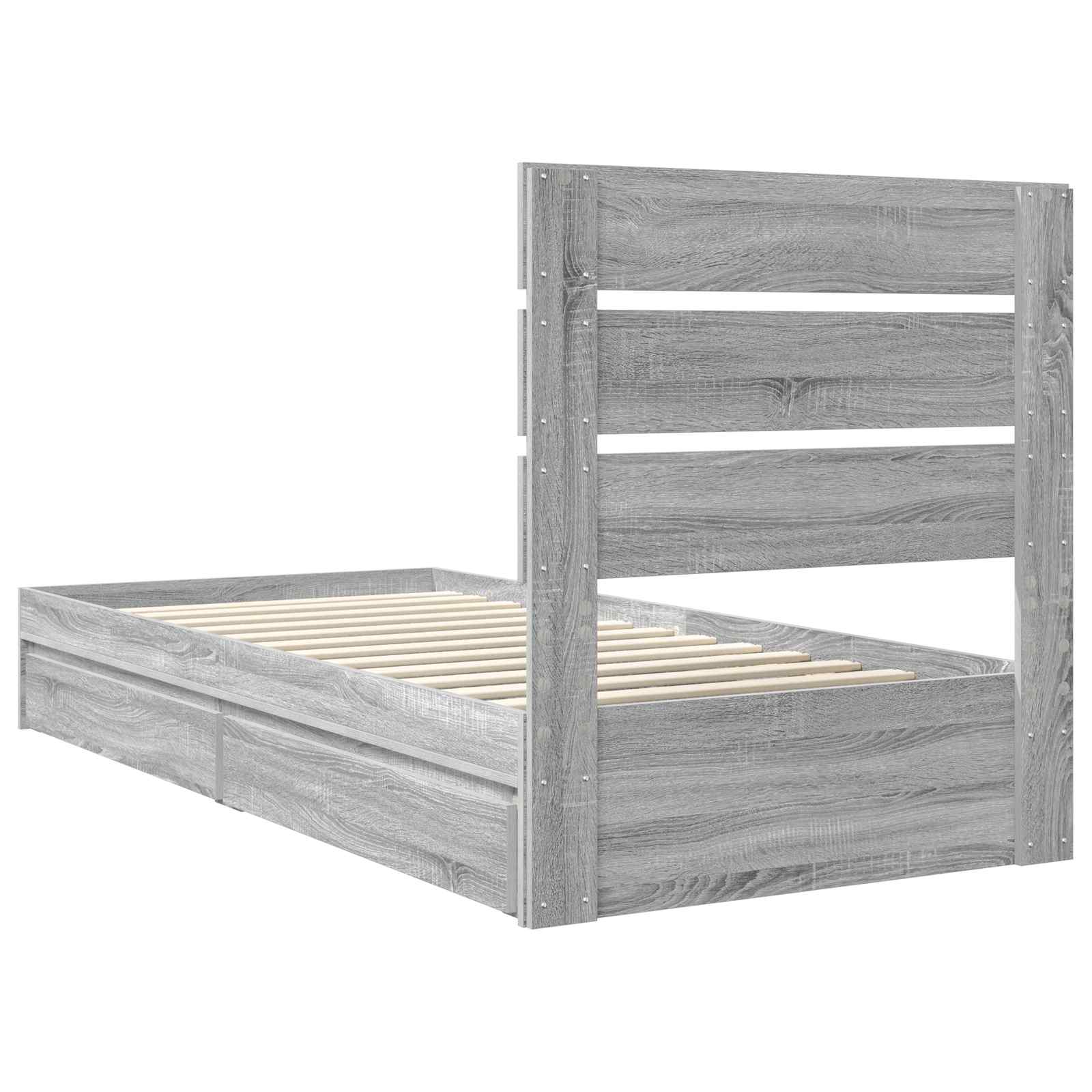 Lit de Rangement Gris Sonoma 90 x 190 cm Bois d'ingénierie - XIOS