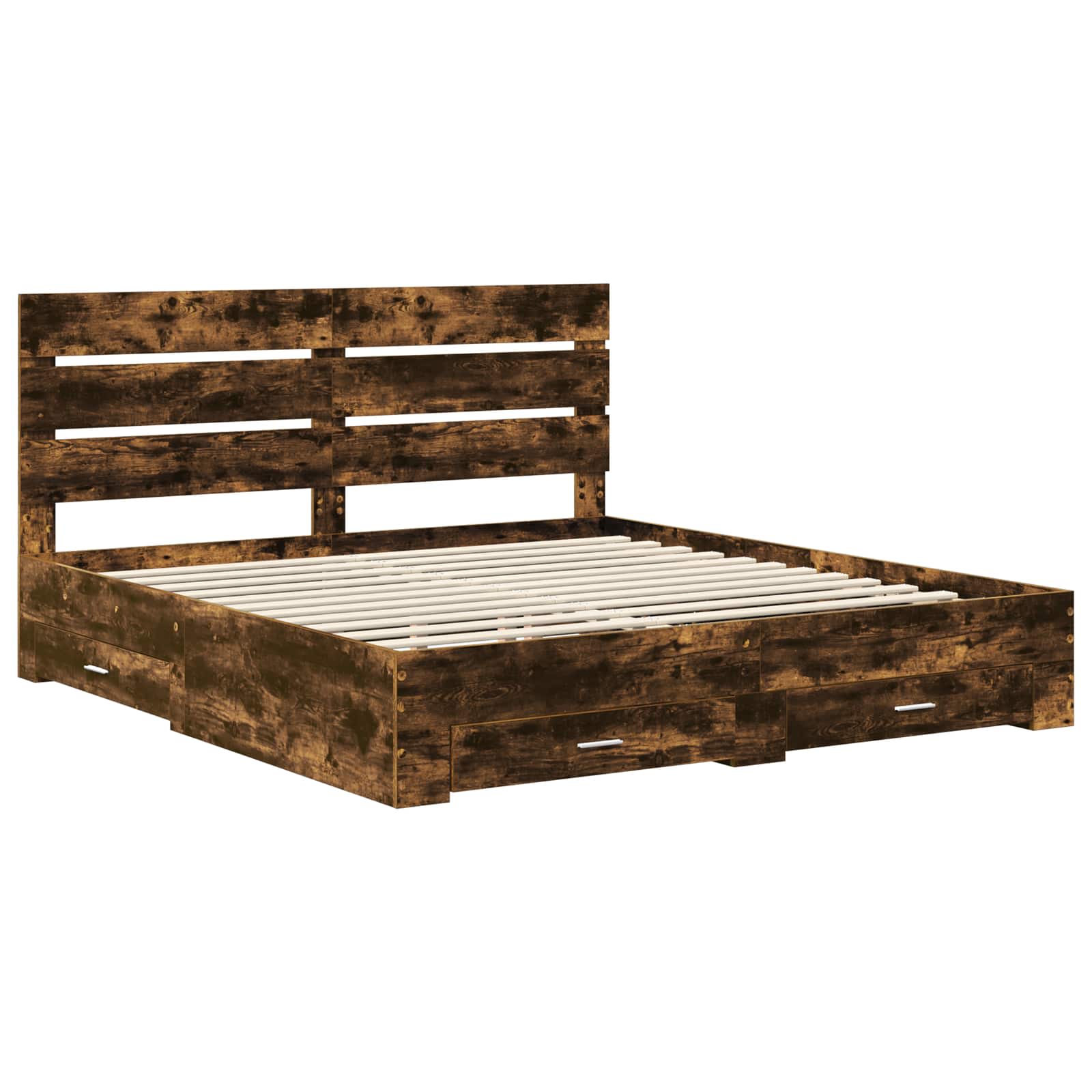 Cadre de lit Chêne fumé 200 x 200 cm Bois d'ingénierie