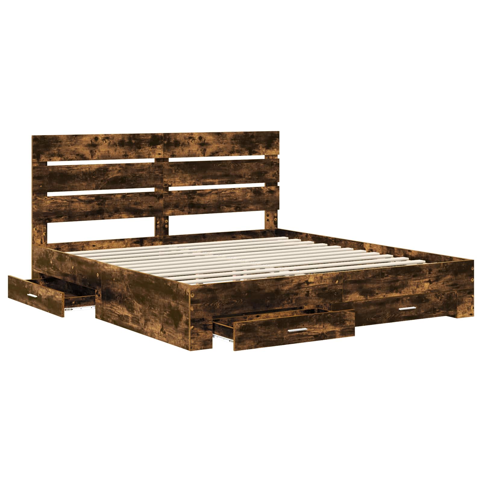 Cadre de lit Chêne fumé 200 x 200 cm Bois d'ingénierie
