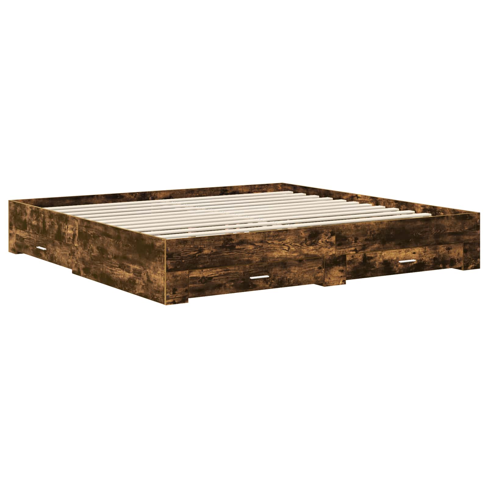 Cadre de lit Chêne fumé 200 x 200 cm Bois d'ingénierie
