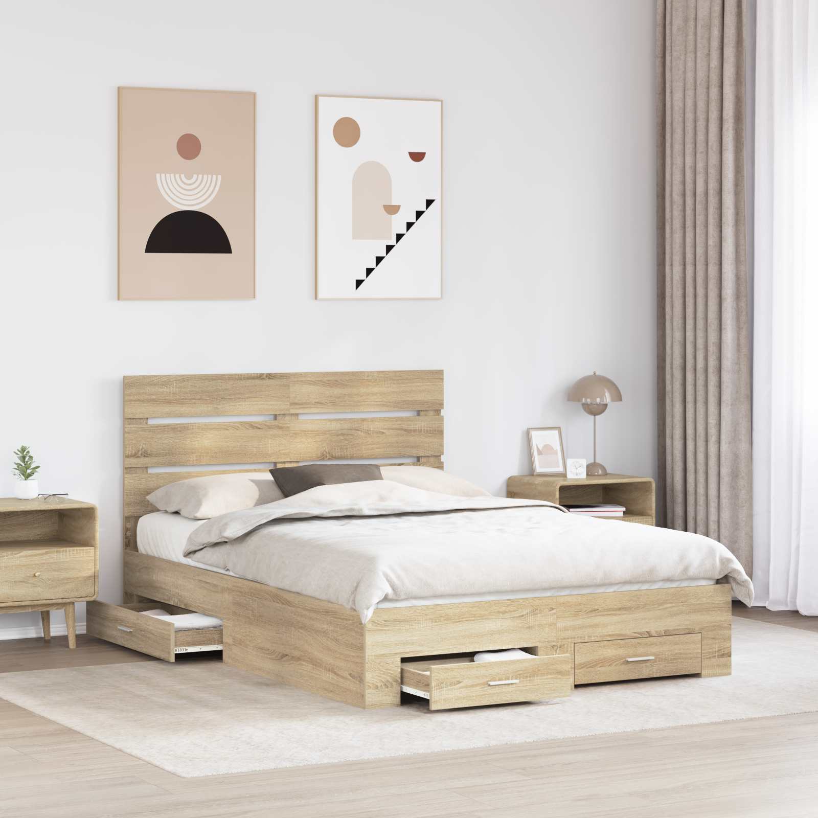 Cadre de lit Chêne Sonoma 150 x 200 cm Bois d'ingénierie - XIOS