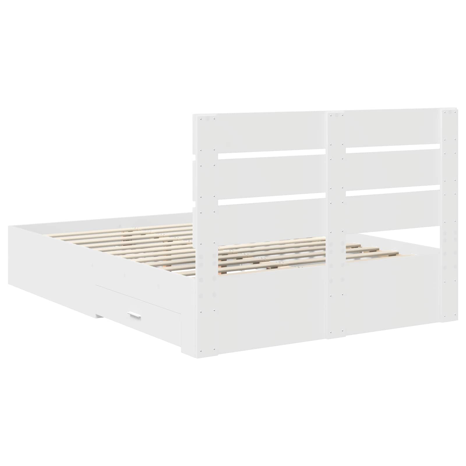 Cadre de lit avec tiroir Blanc 140 x 190 cm Bois d'ingénierie - XIOS
