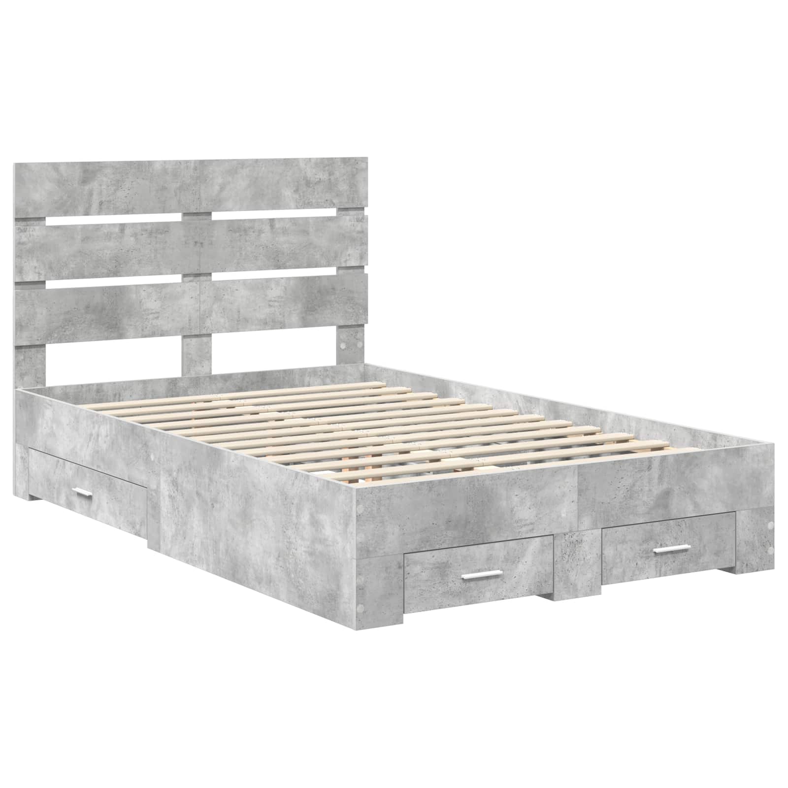 Cadre de lit Gris béton 135 x 190 cm Bois d'ingénierie - XIOS
