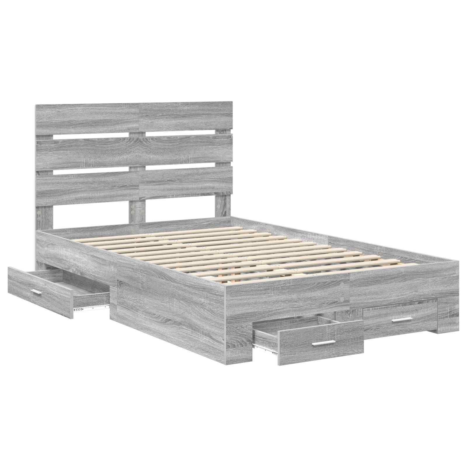 Cadre de lit Gris Sonoma 135 x 190 cm Bois d'ingénierie - XIOS
