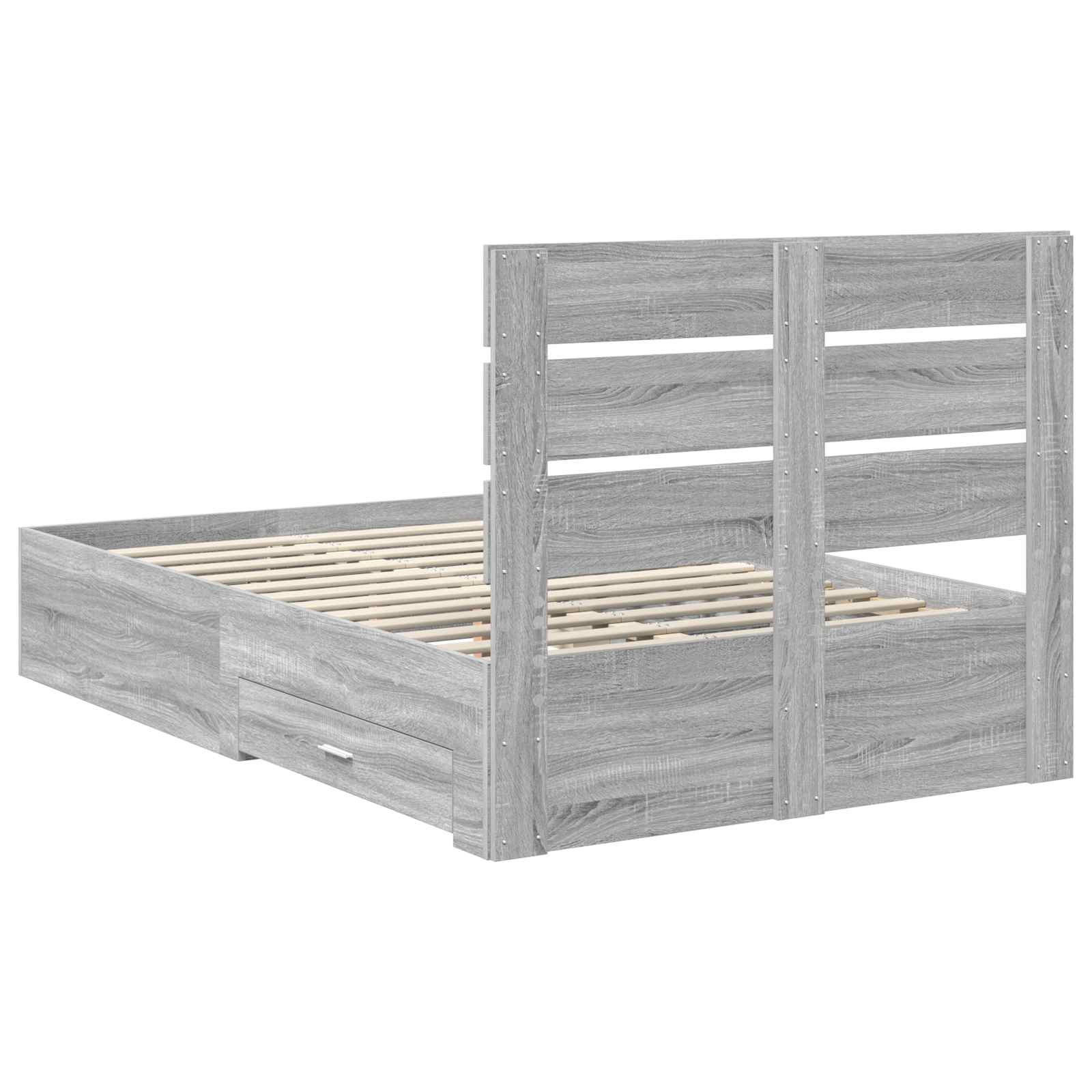 Cadre de lit Gris Sonoma 135 x 190 cm Bois d'ingénierie - XIOS