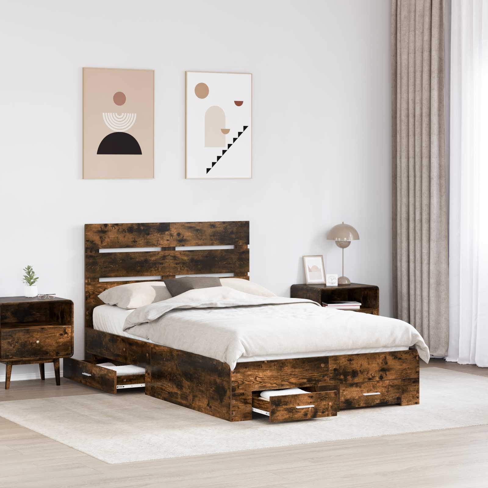 Cadre de lit Chêne fumé 120 x 200 cm Bois d'ingénierie - XIOS