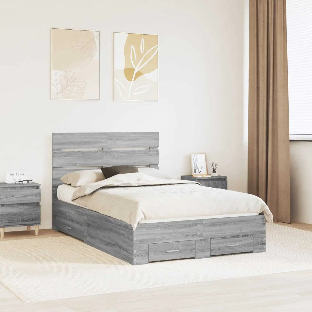 Cadre de lit Gris Sonoma 120 x 200 cm Bois d’ingénierie - XIOS