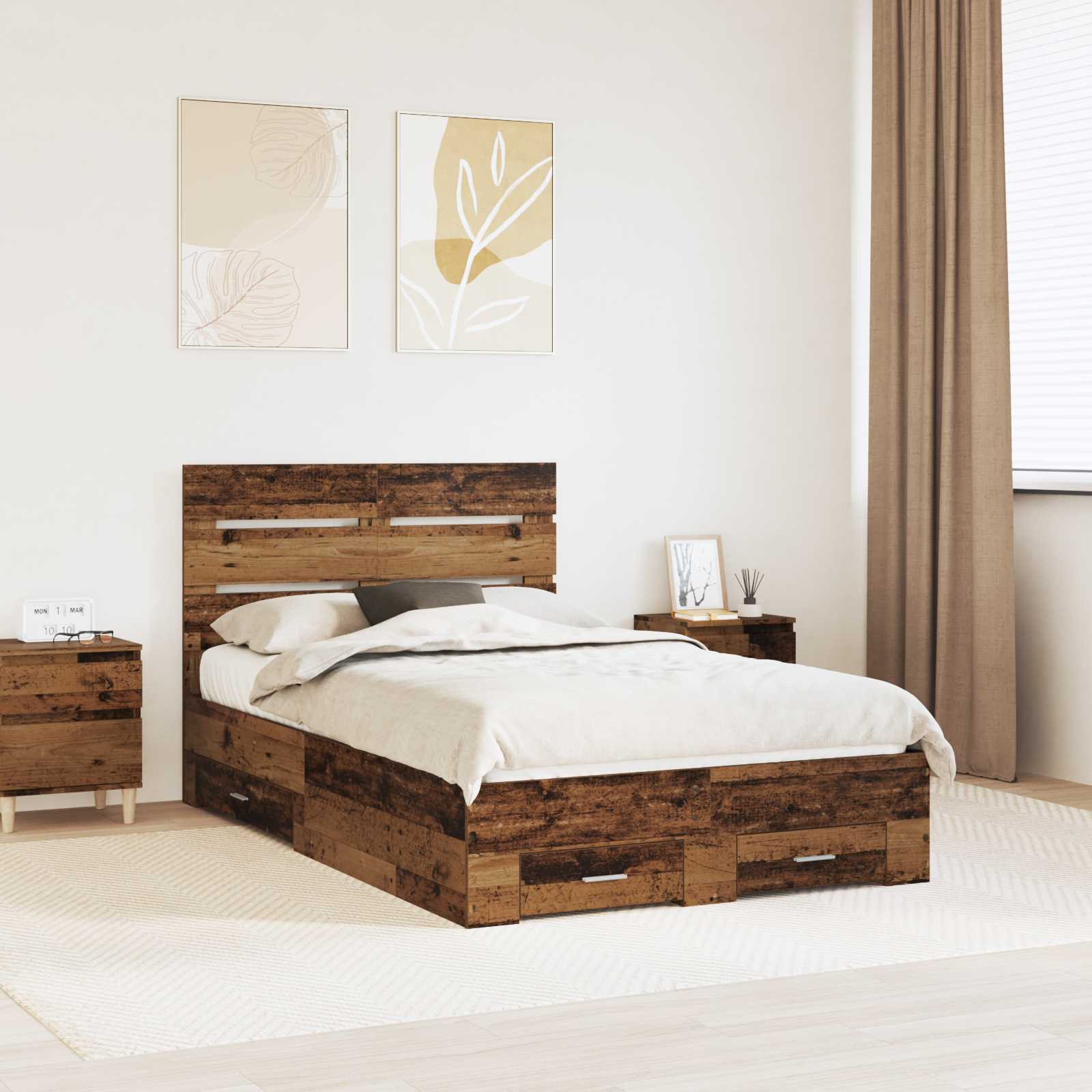 Cadre de lit Bois ancien 120 x 190 cm Bois d'ingénierie - XIOS