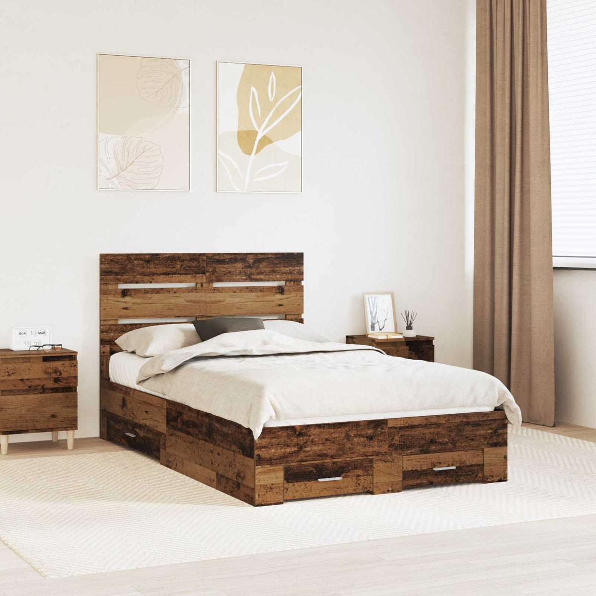 Cadre de lit Bois ancien 120 x 190 cm Bois d'ingénierie