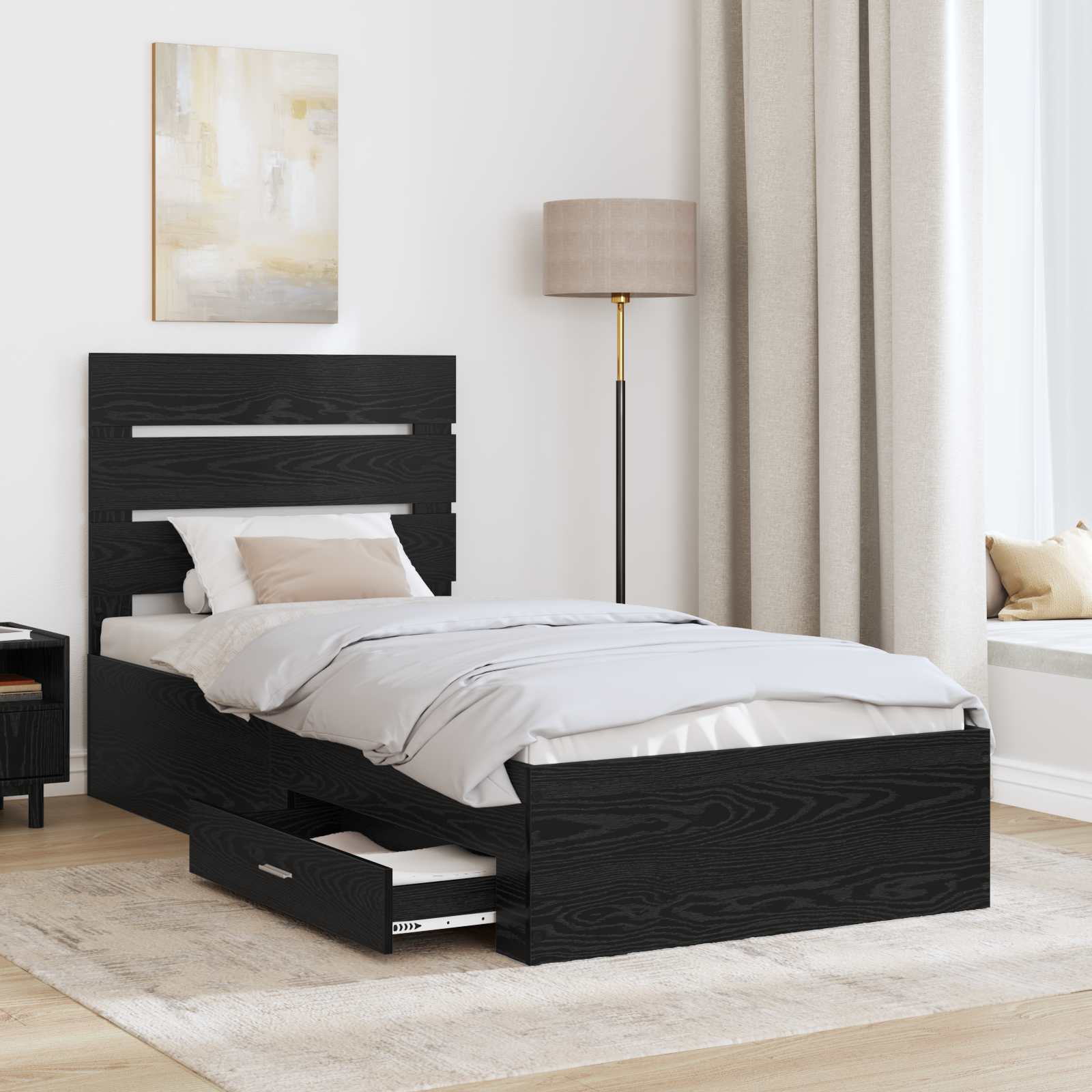 Cadre de lit Chêne noir 90 x 200 cm Bois d'ingénierie - XIOS
