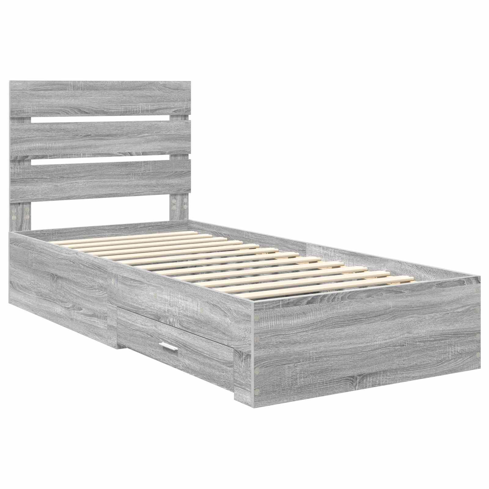 Cadre de lit Gris Sonoma 90 x 190 cm Bois d'ingénierie - XIOS