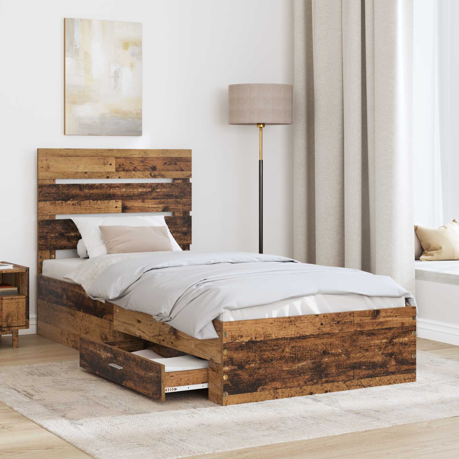 Cadre de lit Bois ancien 90 x 190 cm Bois d'ingénierie - XIOS