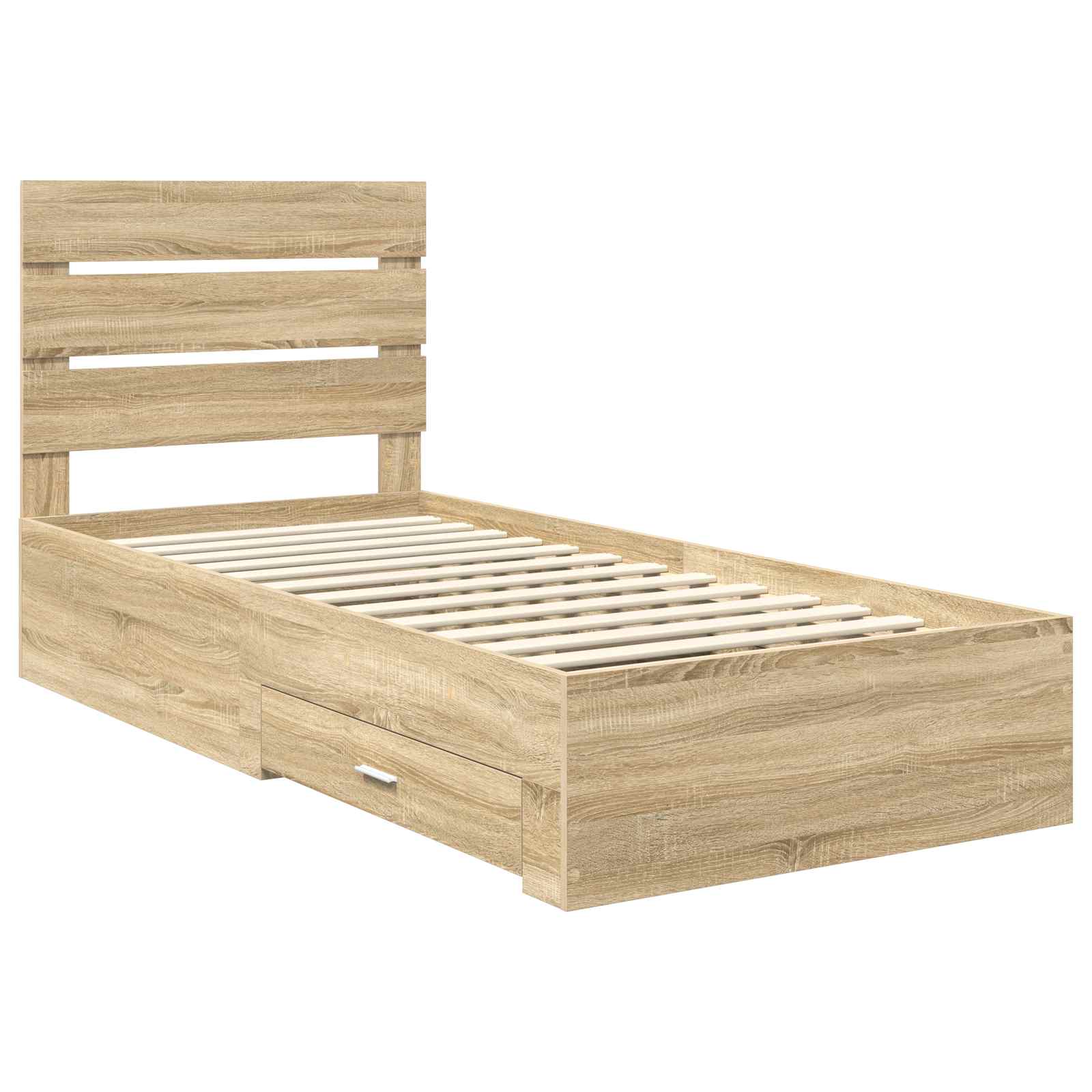 Cadre de lit avec tiroir Sonoma Chêne et Argent 75 x 190 cm - XIOS