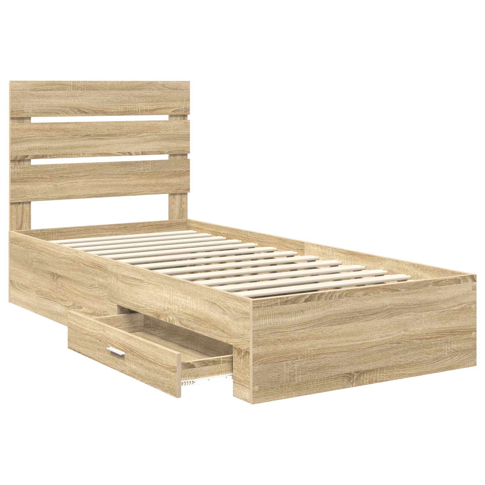 Cadre de lit avec tiroir Sonoma Chêne et Argent 75 x 190 cm - XIOS