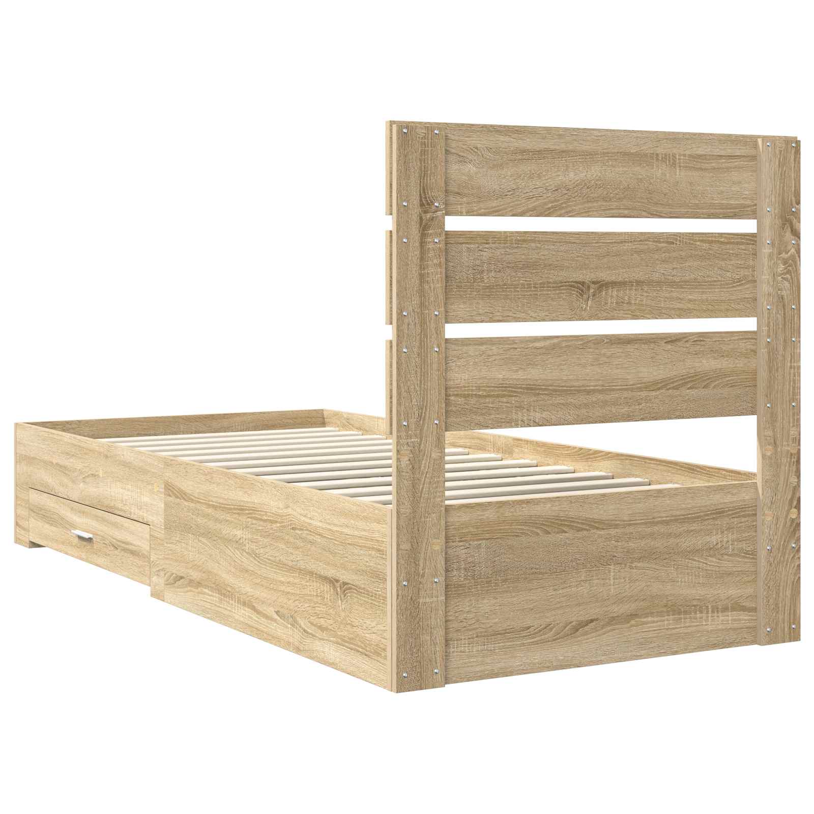 Cadre de lit avec tiroir Sonoma Chêne et Argent 75 x 190 cm - XIOS