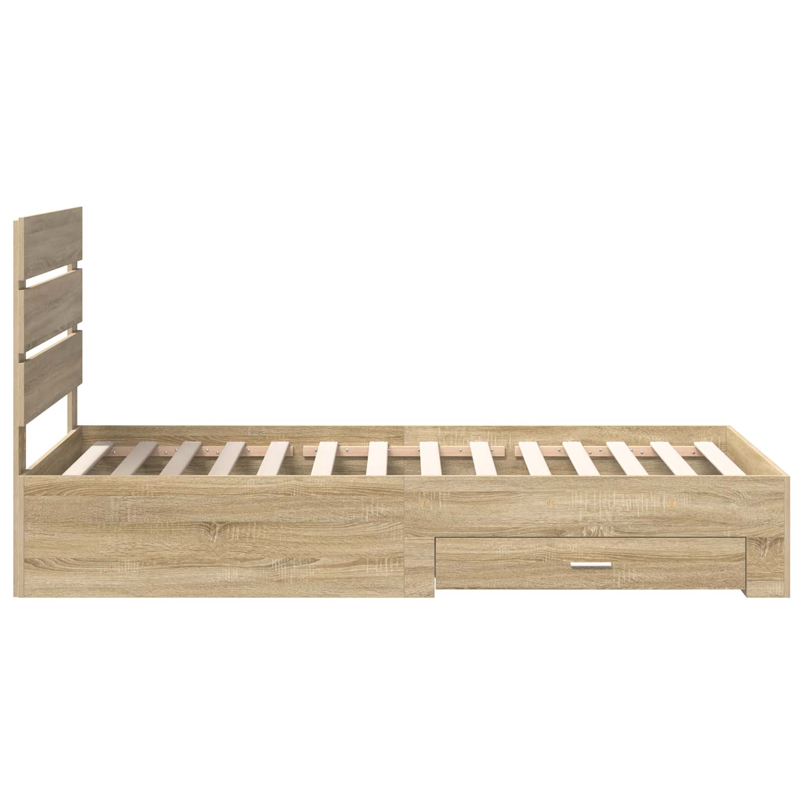 Cadre de lit avec tiroir Sonoma Chêne et Argent 75 x 190 cm - XIOS