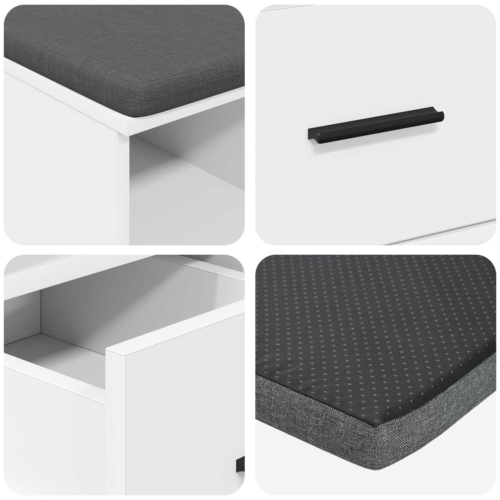 Banc d'entrée avec coussin avec tiroir Blanc 60 x 38 x 46 cm - XIOS
