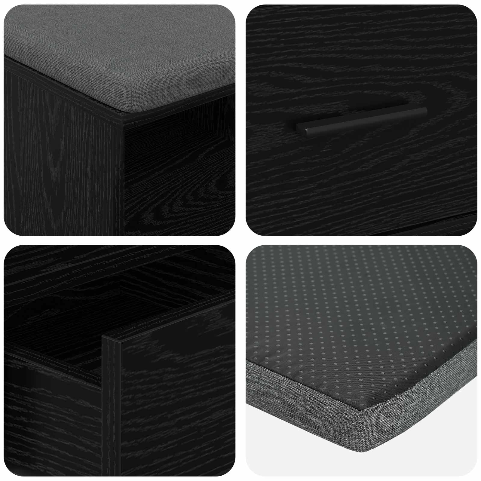 Banc d'entrée avec coussin Chêne noir 80 x 38 x 46 cm - XIOS