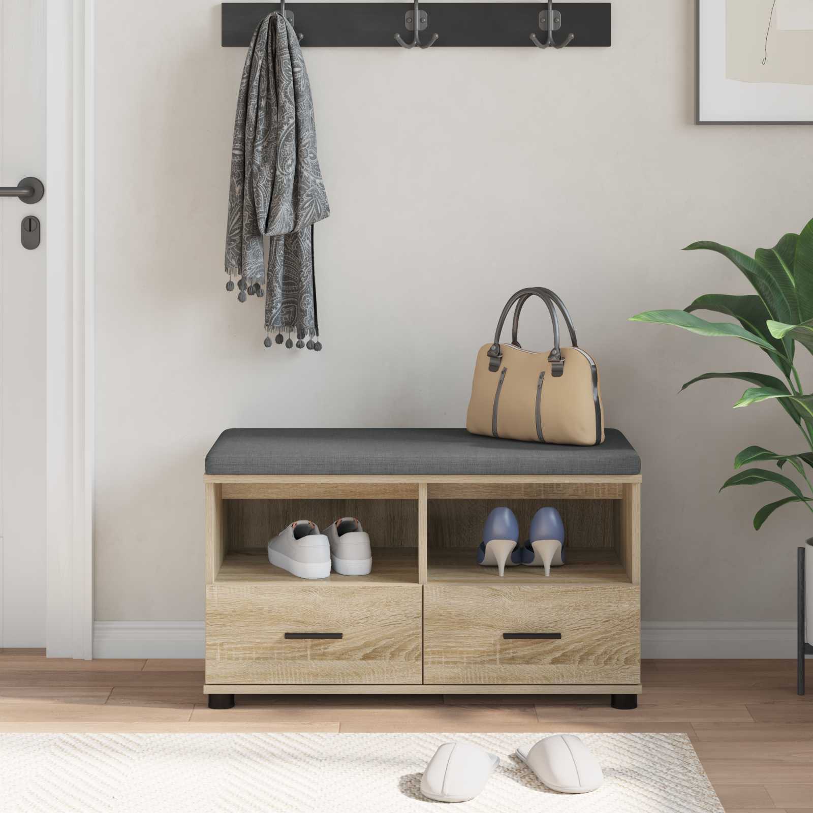 Banc d'entrée avec coussin Chêne Sonoma 80 x 38 x 46 cm - XIOS