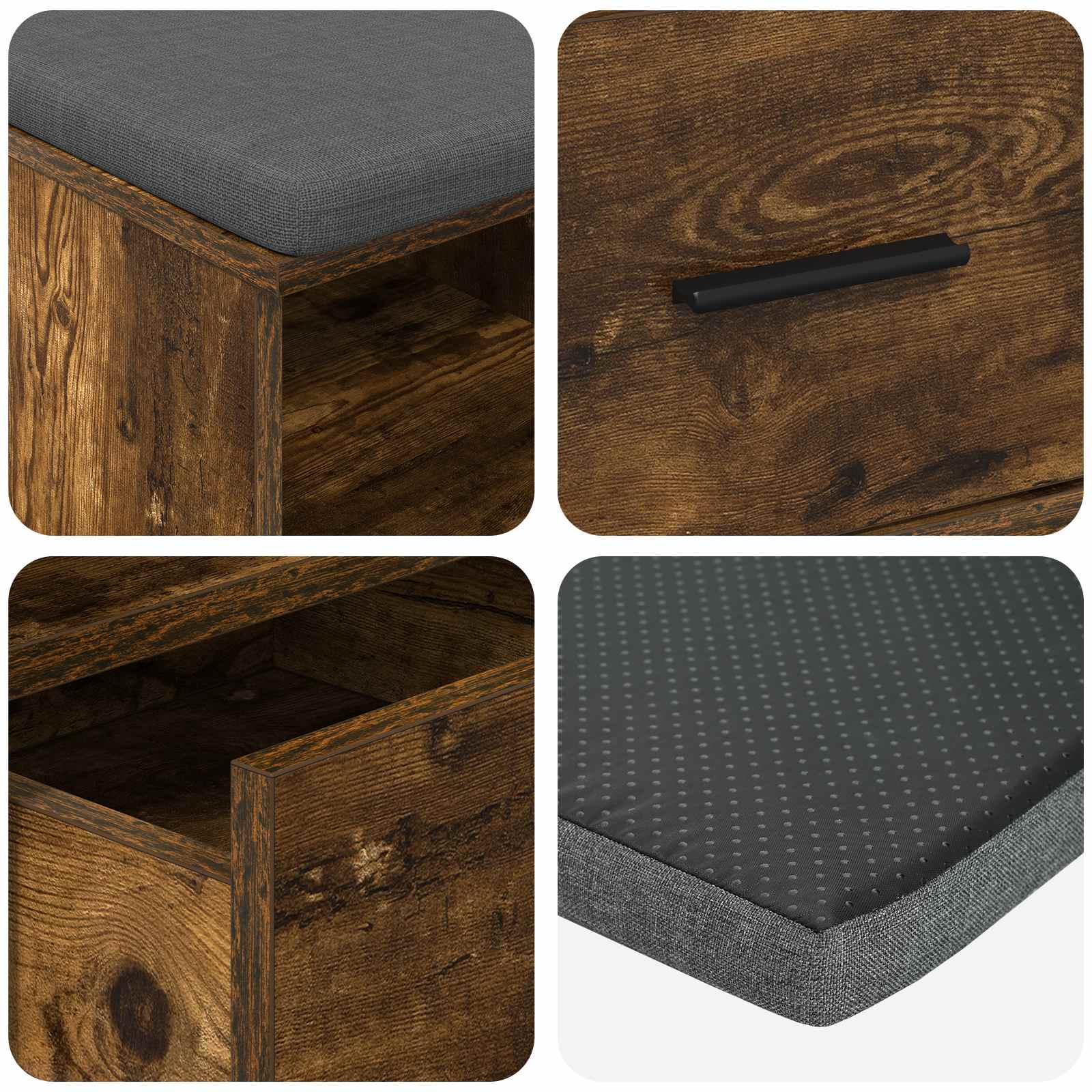 Banc d'entrée avec coussin Chêne fumé 80 x 38 x 46 cm - XIOS