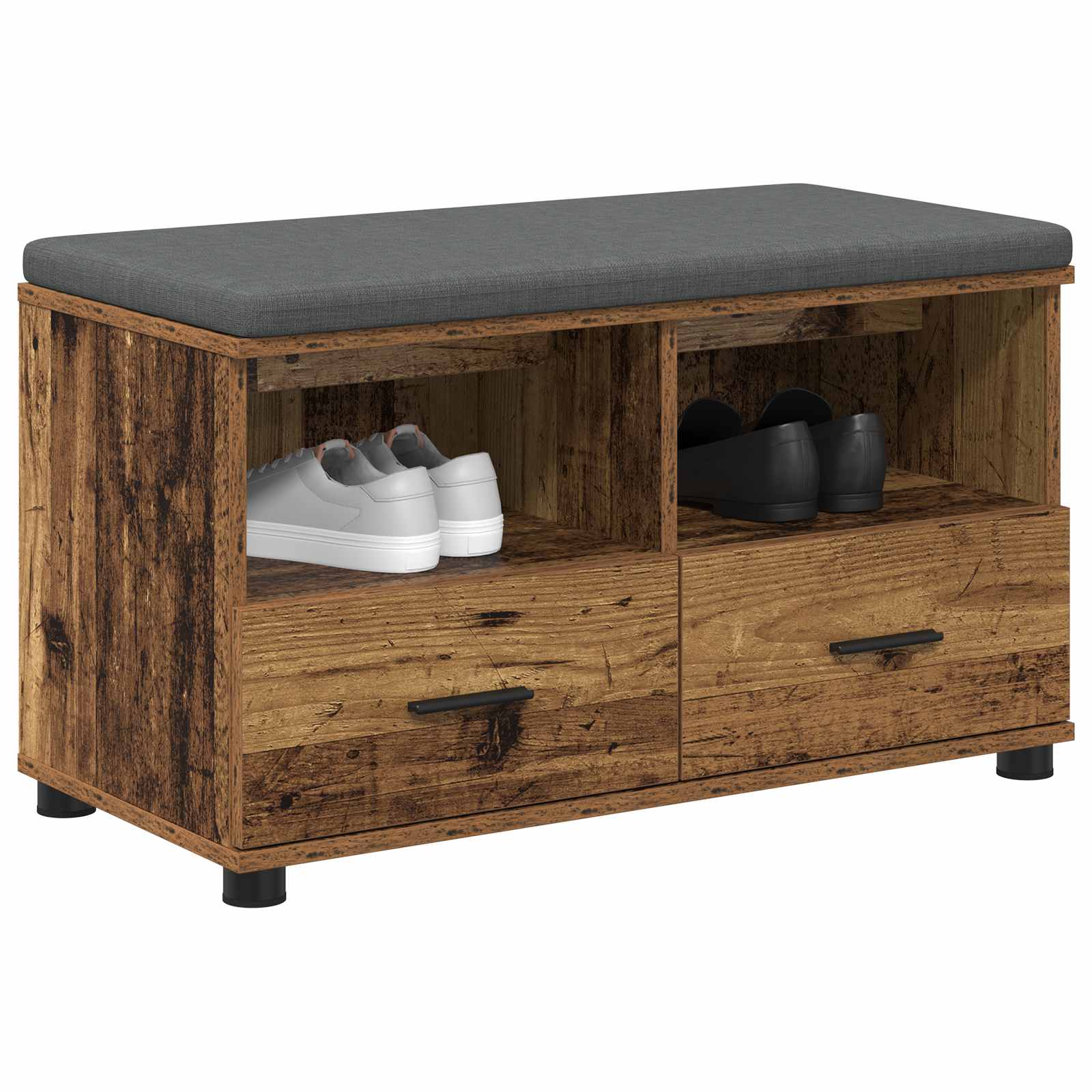 Banc d'entrée avec coussin Bois ancien 80 x 38 x 46 cm - XIOS