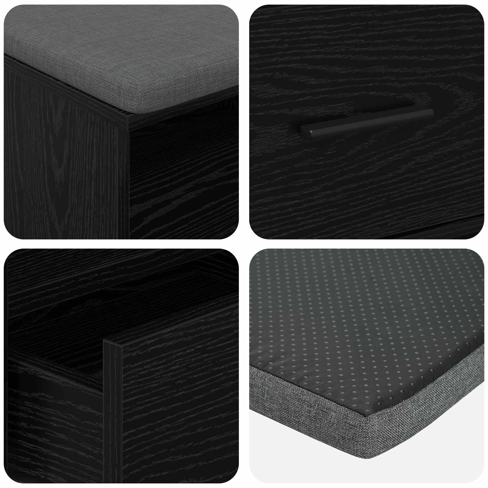 Banc d'entrée avec coussin Chêne noir 100 x 38 x 46 cm - XIOS